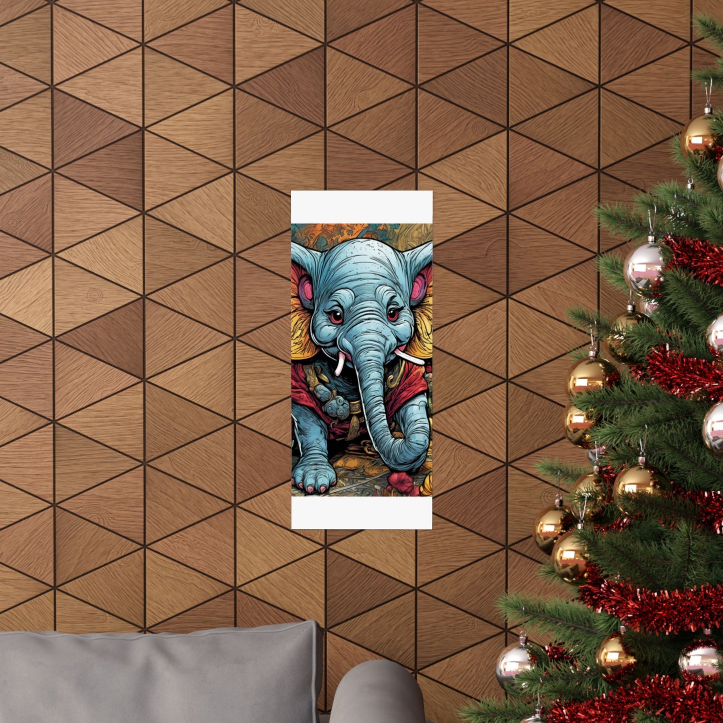 Colorful Elephant Garden Parade Wildlife Wall Art Poster