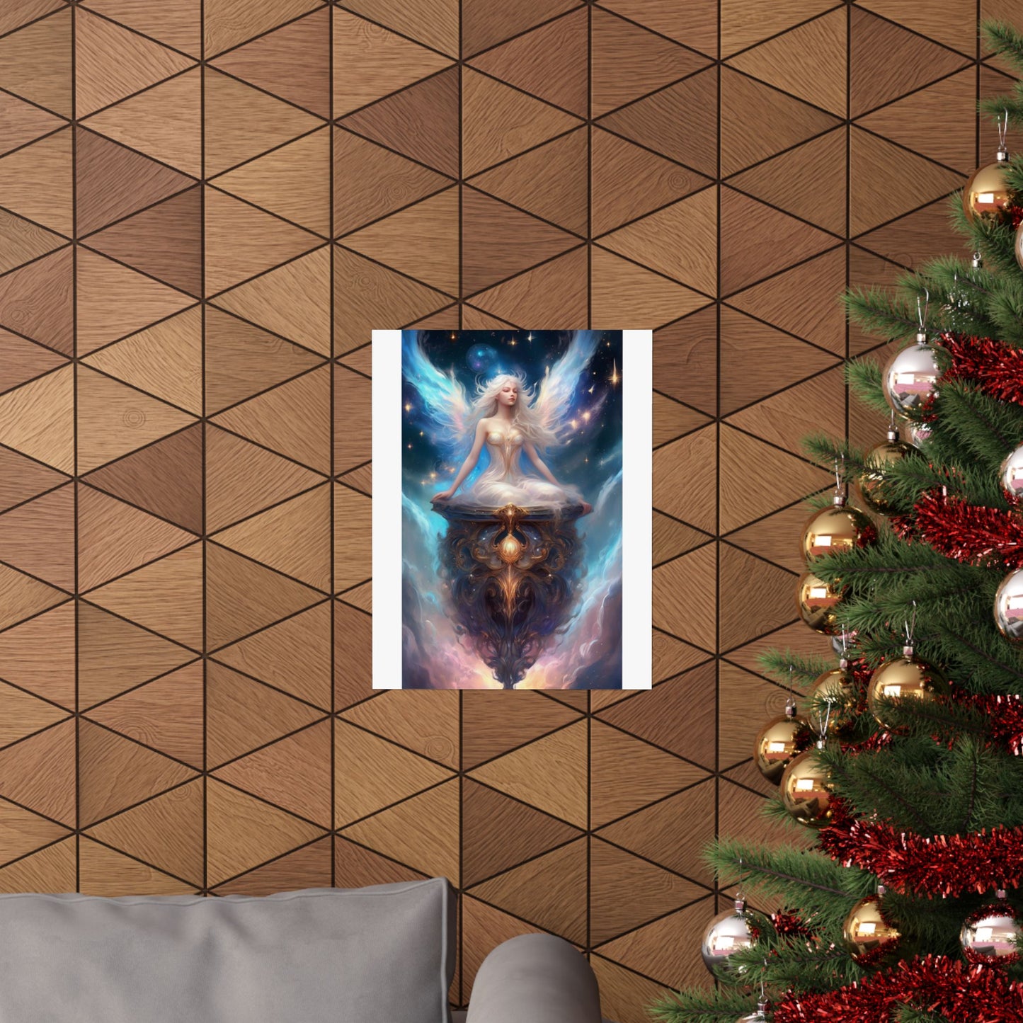 Celestial Winged Meditation Fantasy Portrait Poster