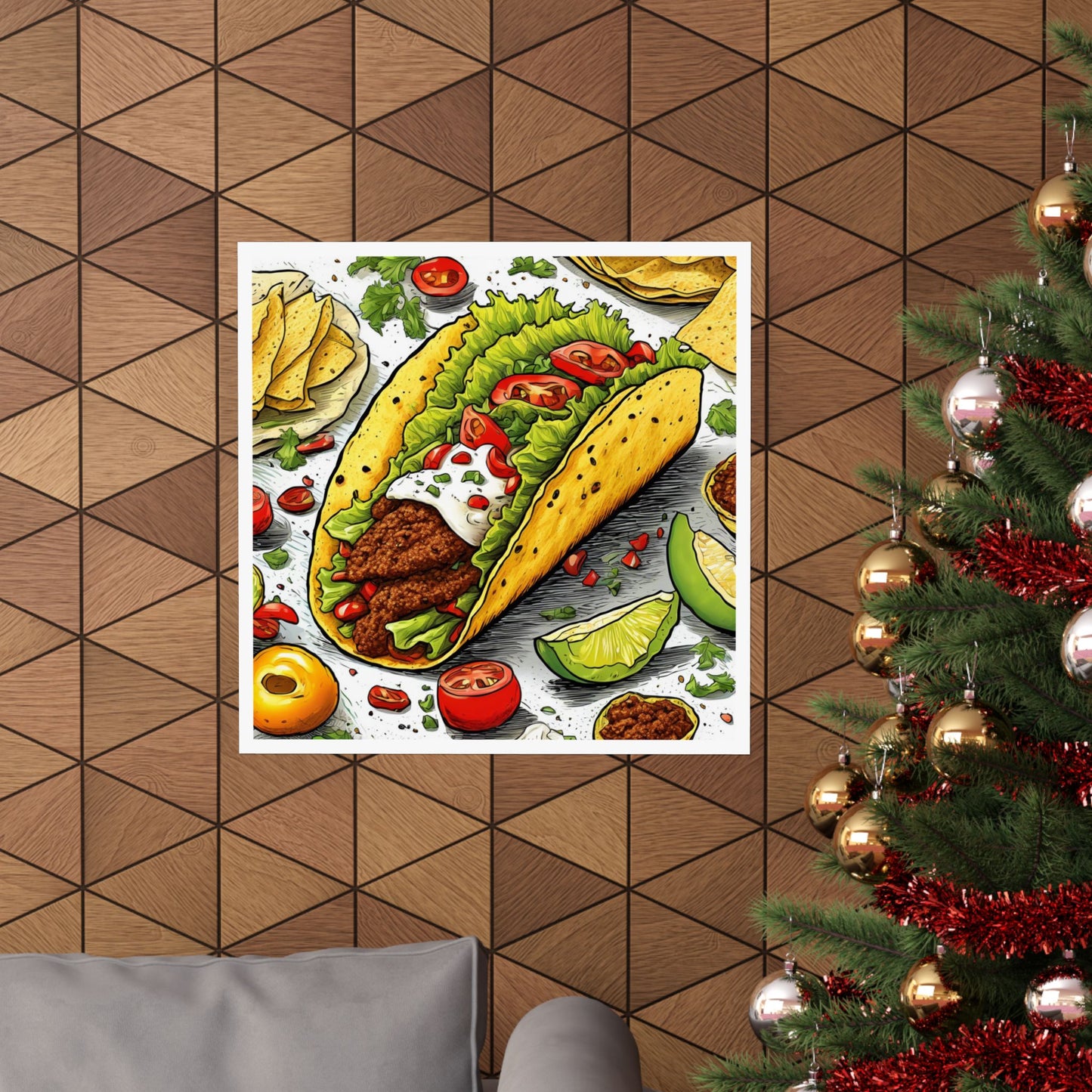 Bold Taco Illustration Foodie Gift Art Poster