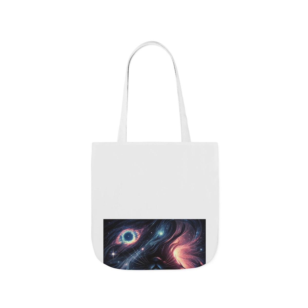 Cosmic Black Cat Galaxy Celestial Canvas Tote Bag