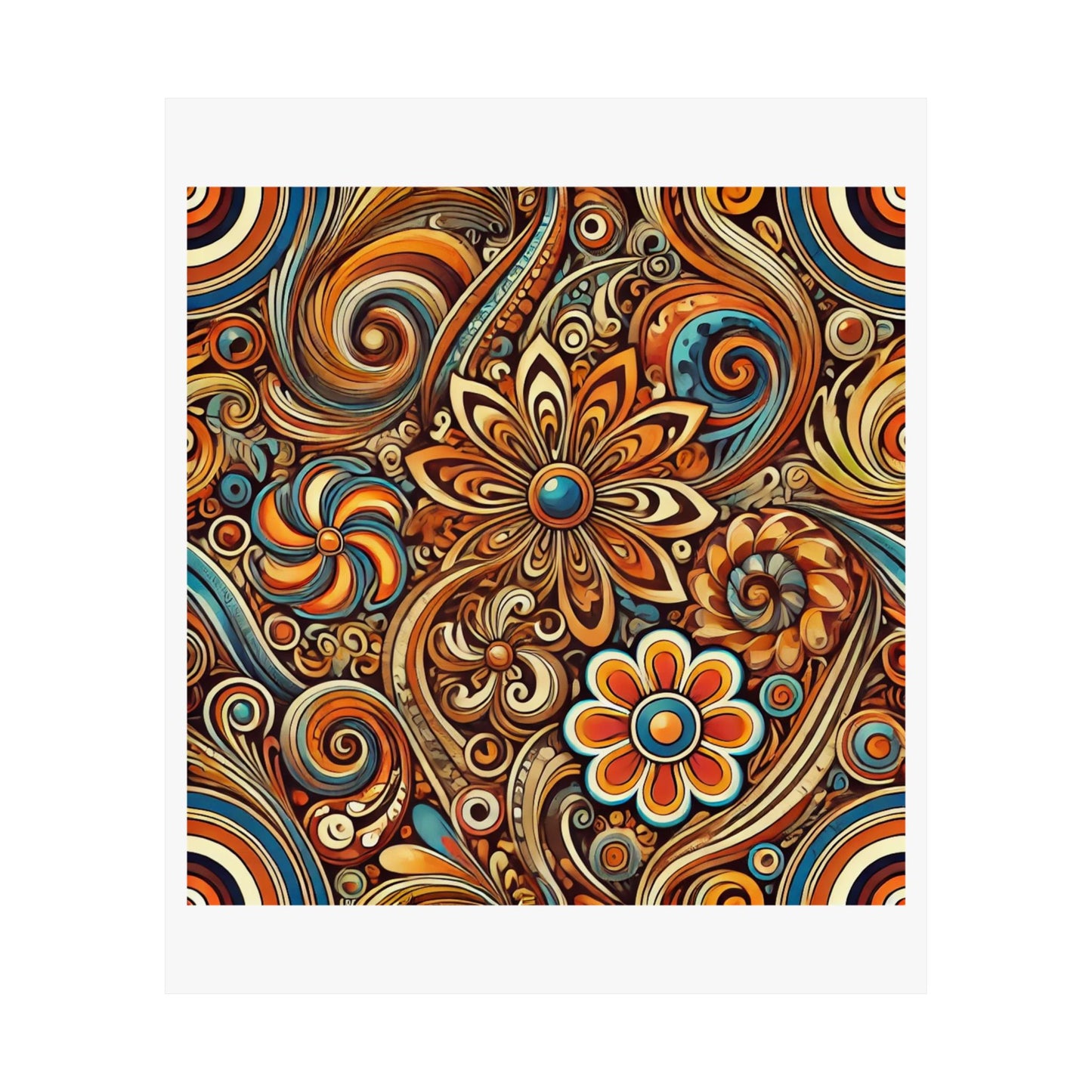 Ornate Abstract Floral Paisley Pattern Poster