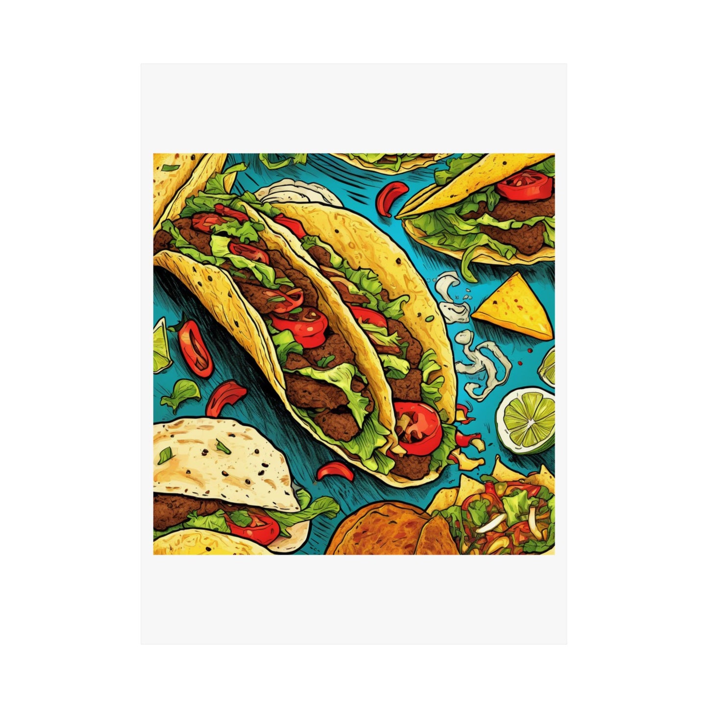Taco Party Pattern Foodie Gift Art Poster