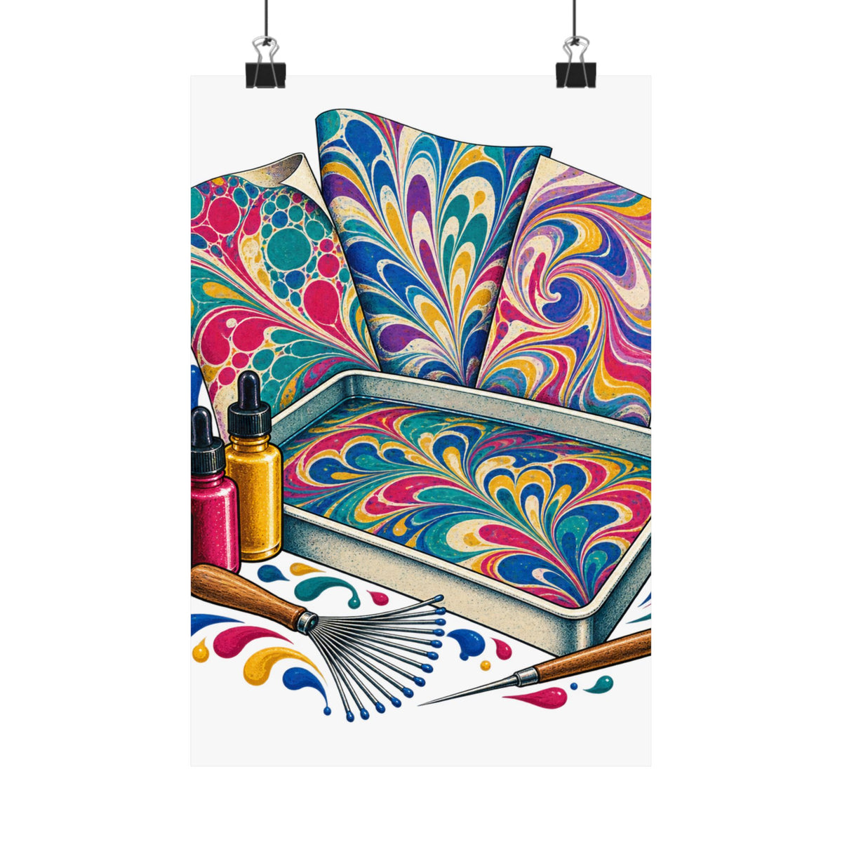 Colorful Paper Marbling Workshop Poster