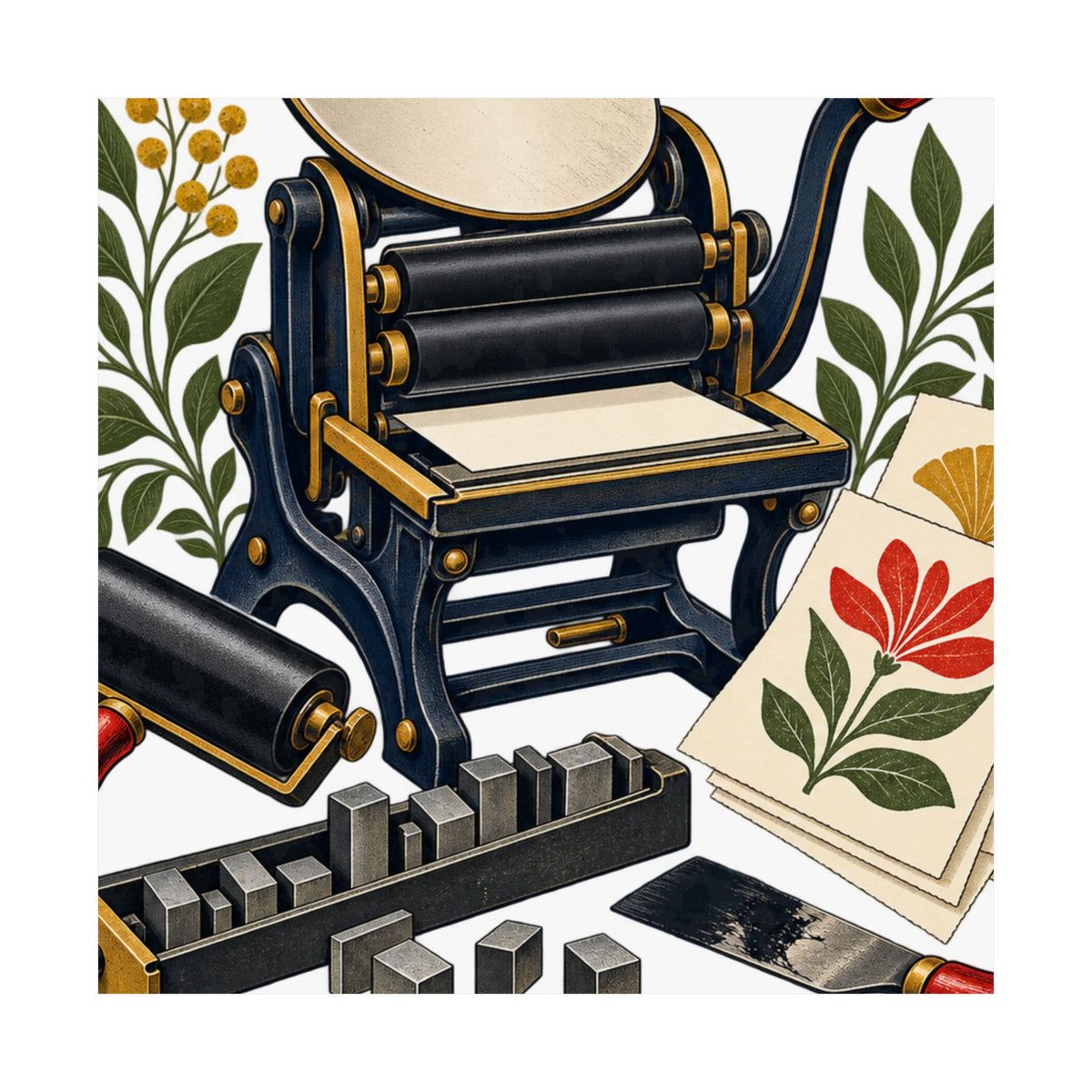Botanical Letterpress Printshop Poster
