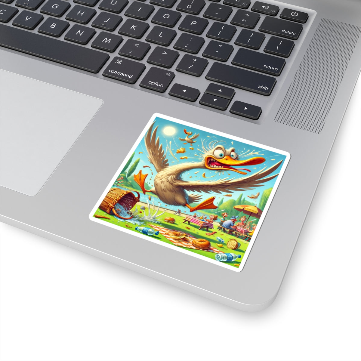Chaotic Picnic Duck Funny Summer Adventure Sticker