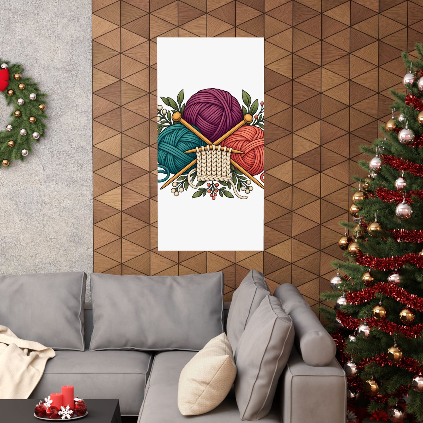 Retro Yarn and Knitting Botanical Art Poster