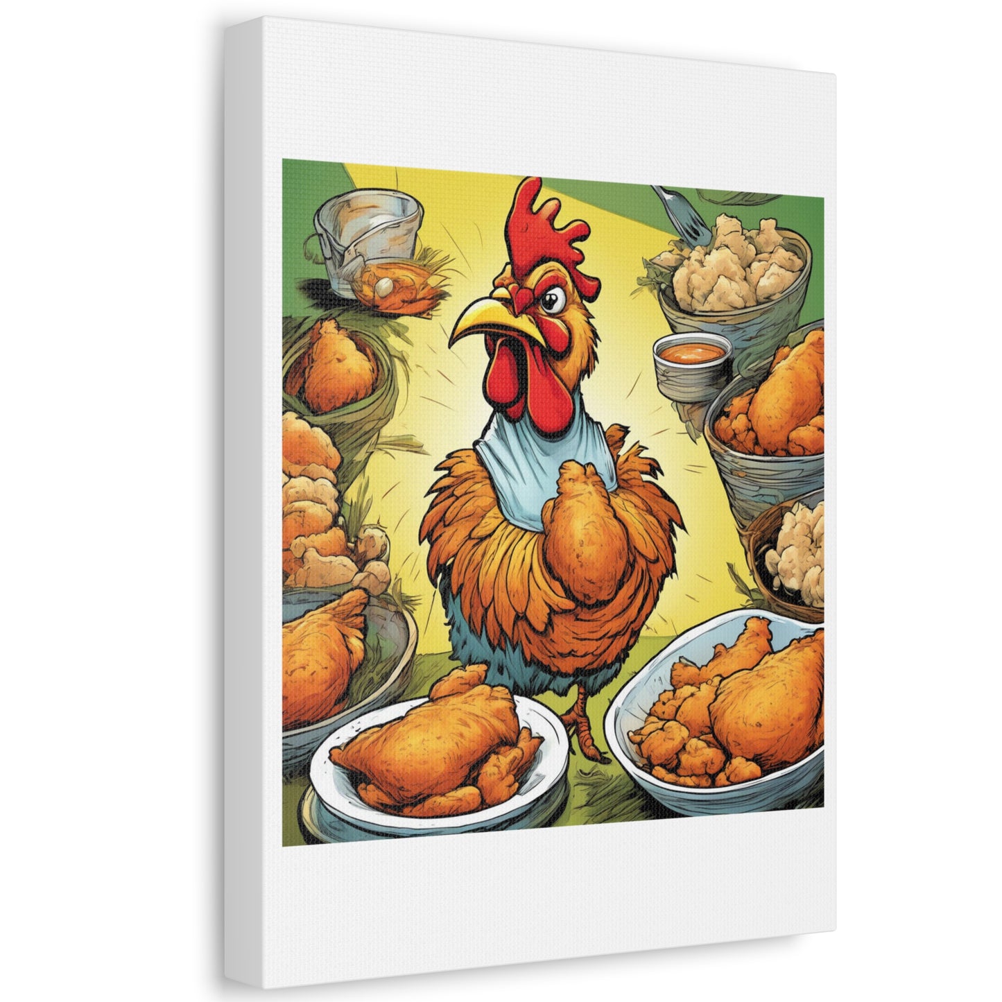 Funny Chicken Fried Food Comfort Food Art Canvas