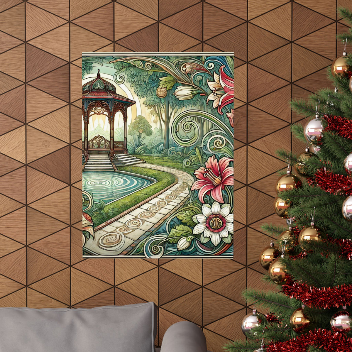Botanical Gazebo Garden Art Nouveau Wall Art Poster