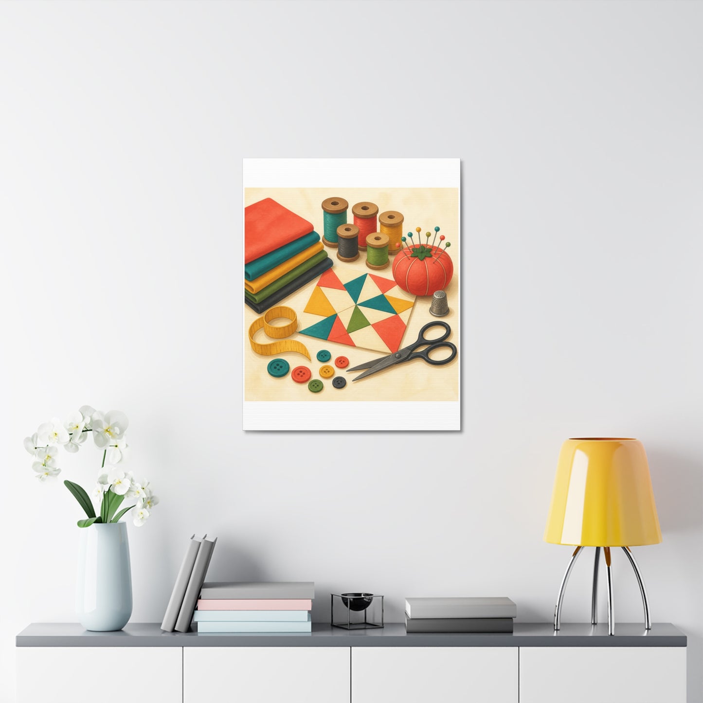 Colorful Sewing and Quilting Hobby Canvas Art