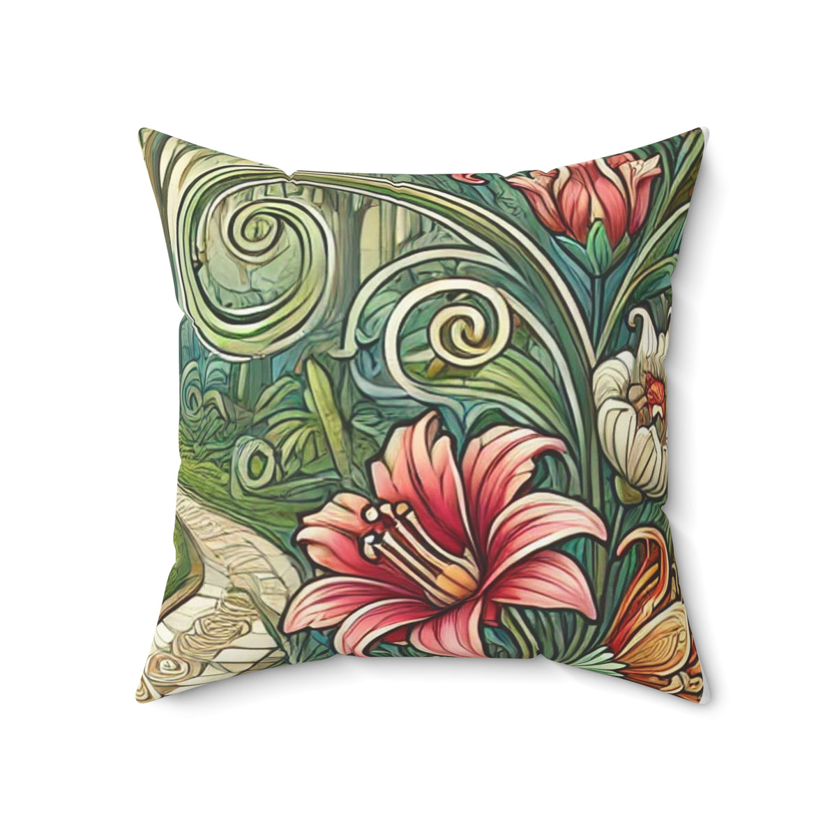 Botanical Gazebo Garden Art Nouveau Decorative Pillow