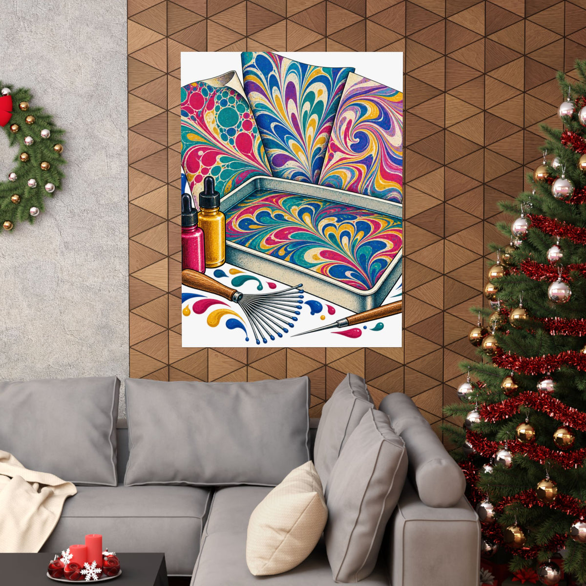 Colorful Paper Marbling Workshop Poster