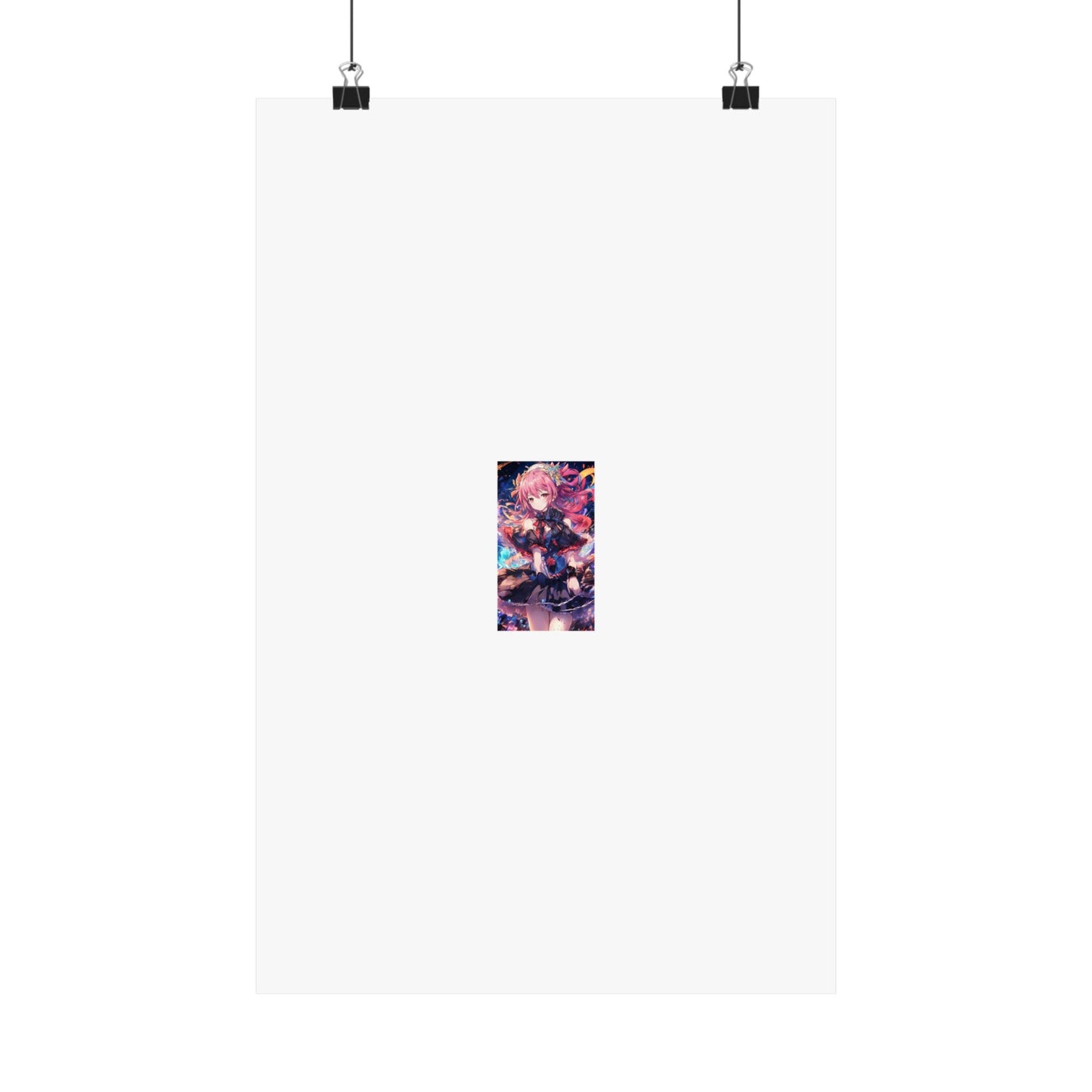 Pink Haired Fantasy Heroine Anime Portrait Poster Art