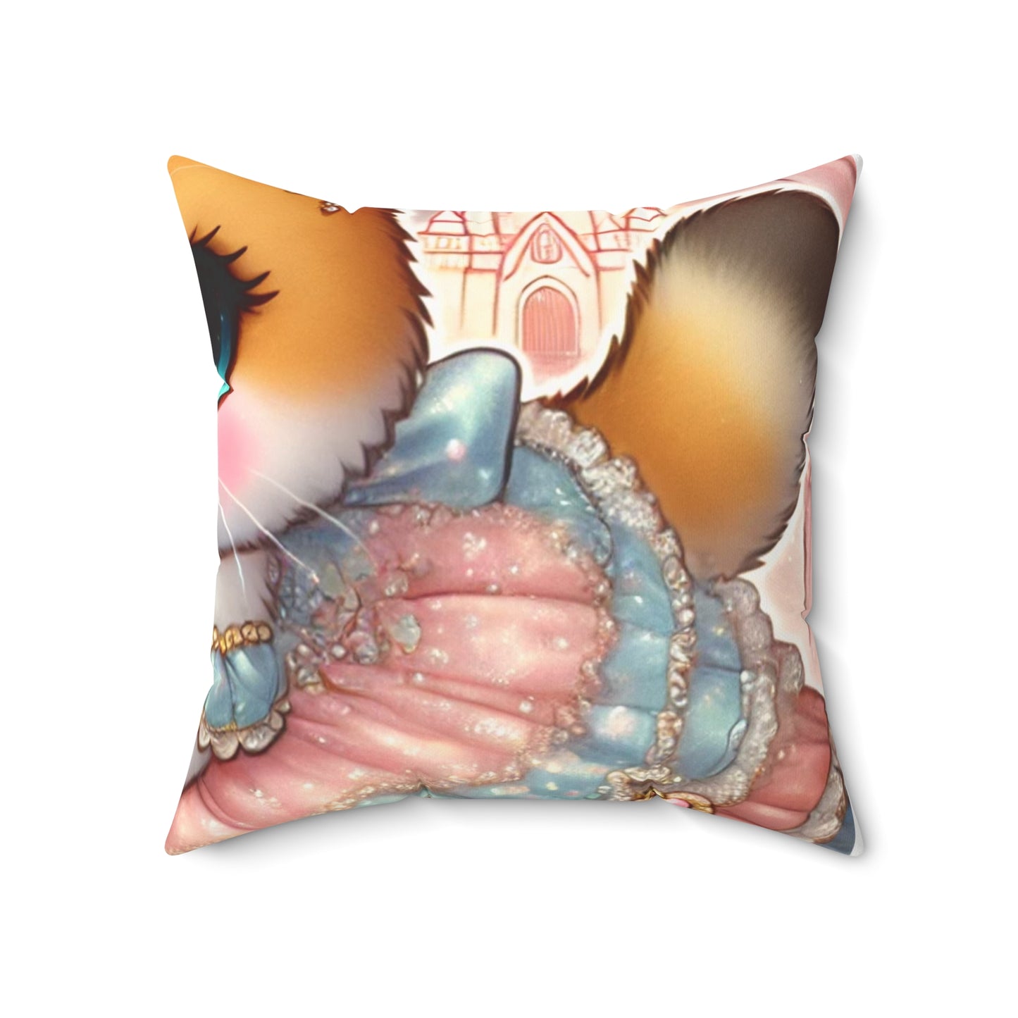 Pastel Princess Calico Cat Fantasy Decorative Pillow