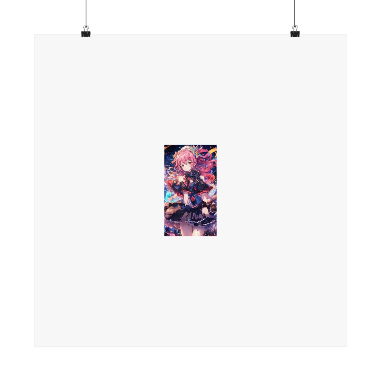 Pink Haired Fantasy Heroine Anime Portrait Poster Art
