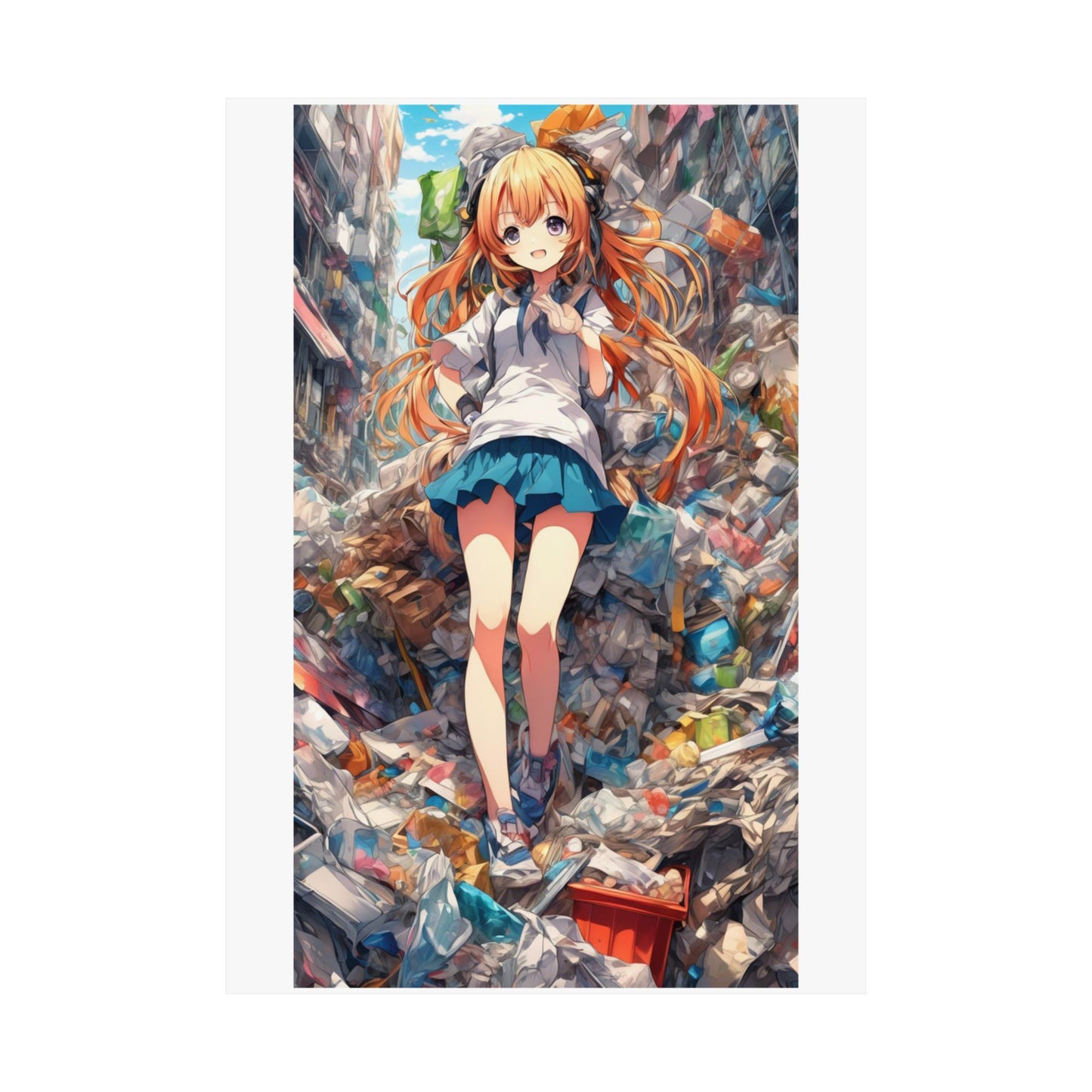 Recycling Rescue Anime Heroine Eco Street Art Poster