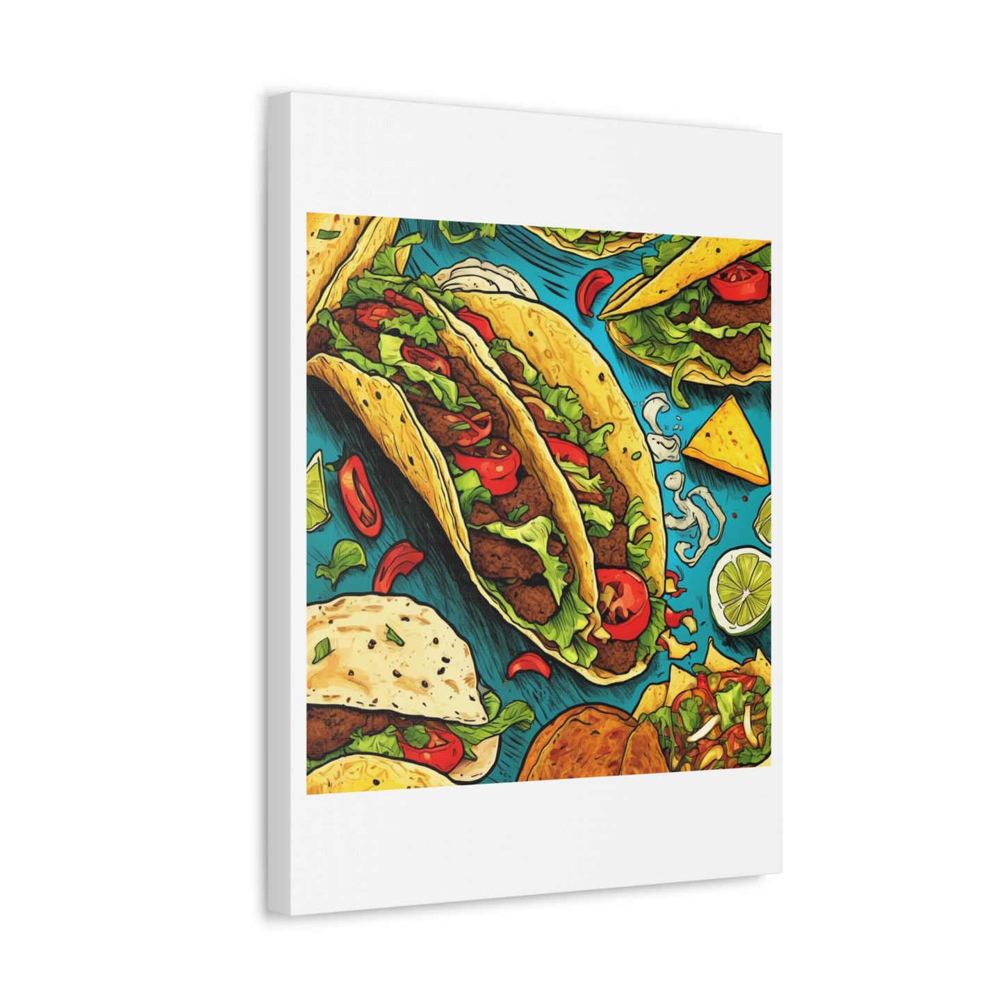 Taco Party Pattern Foodie Gift Art Canvas