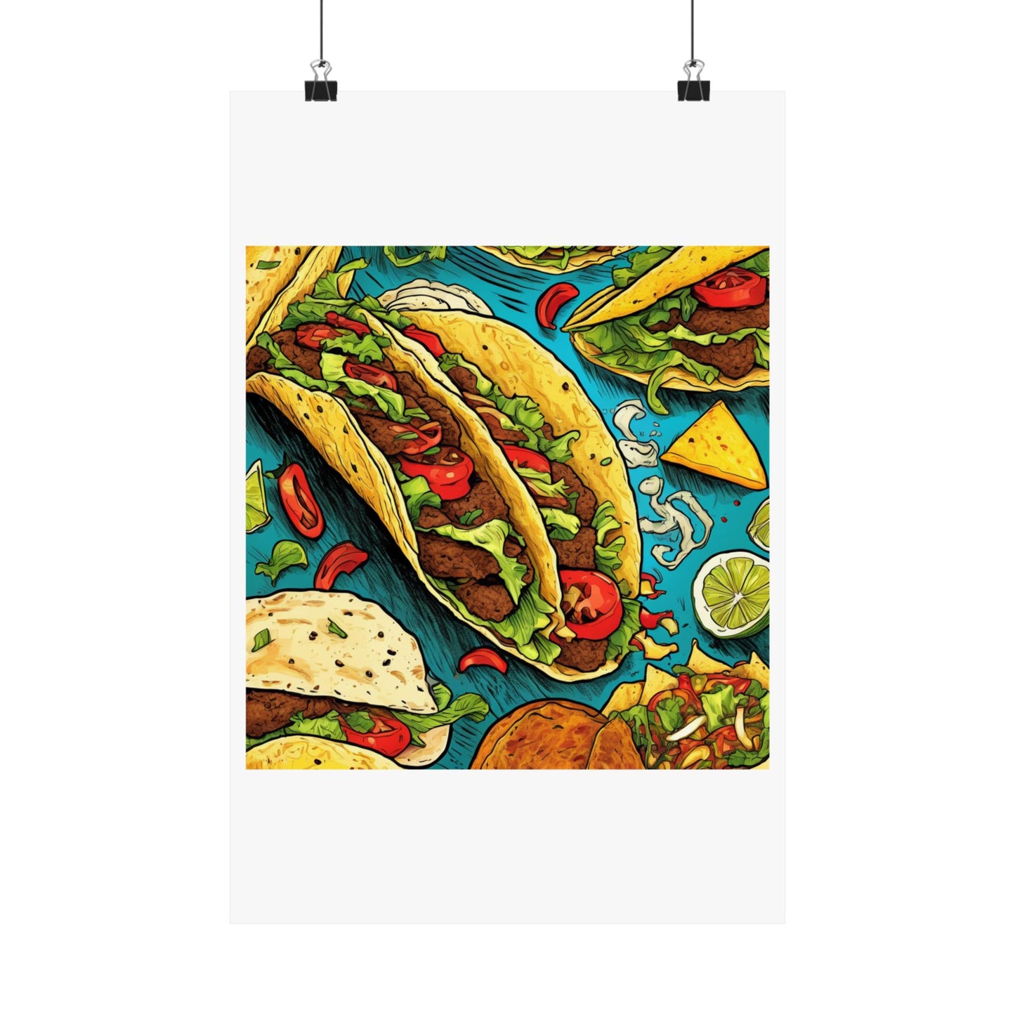 Taco Party Pattern Foodie Gift Art Poster