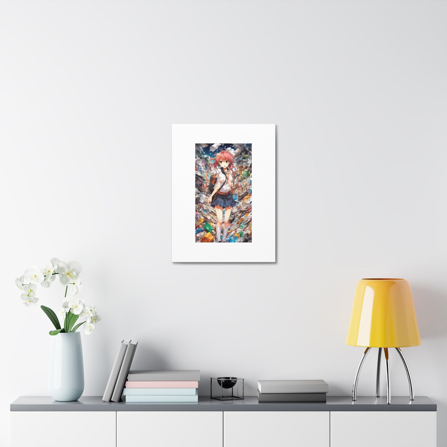 Recycling Day Anime Schoolgirl Eco Street Art Canvas
