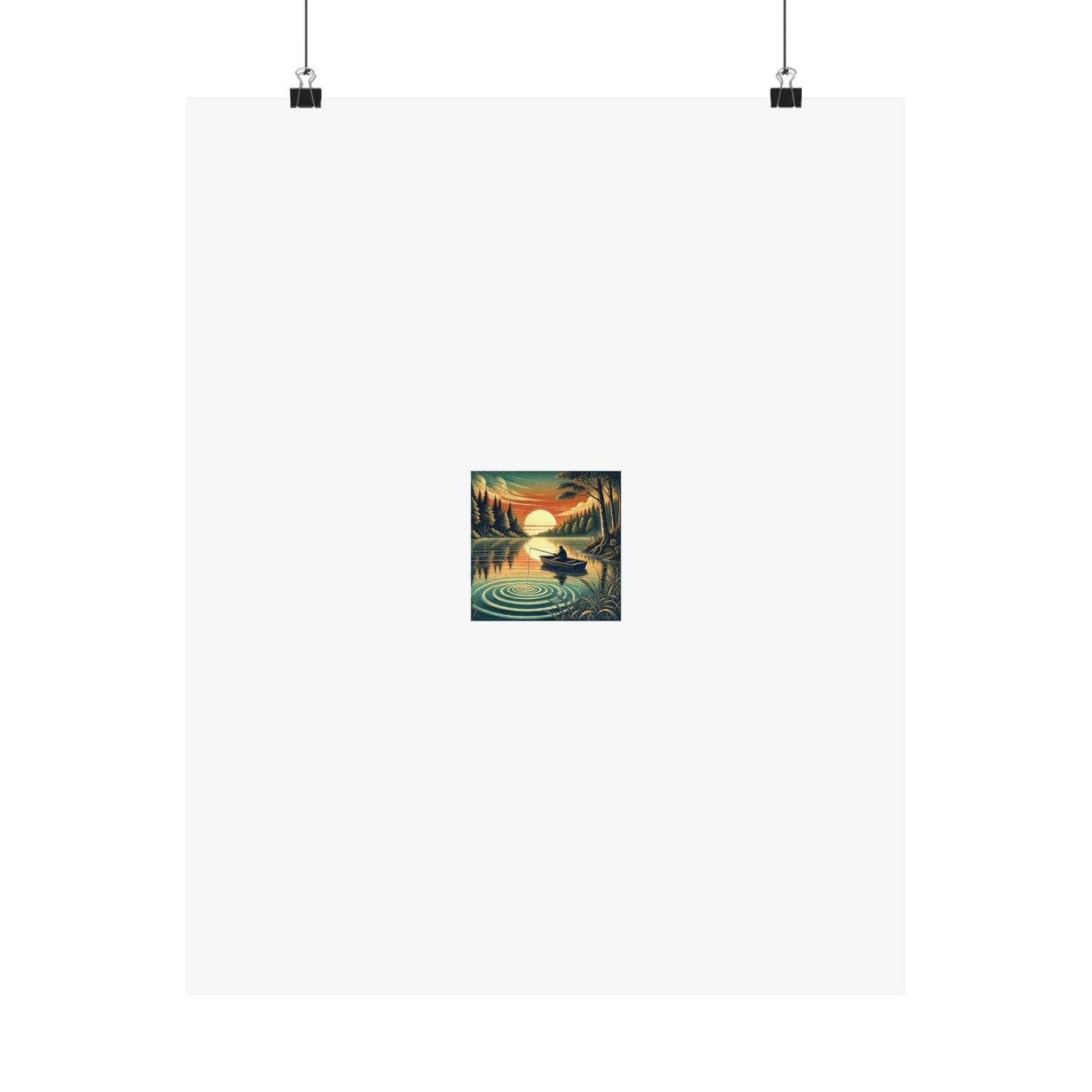 Sunset Lake Fishing Retreat Poster Lake House Fishing Wall Art Gift