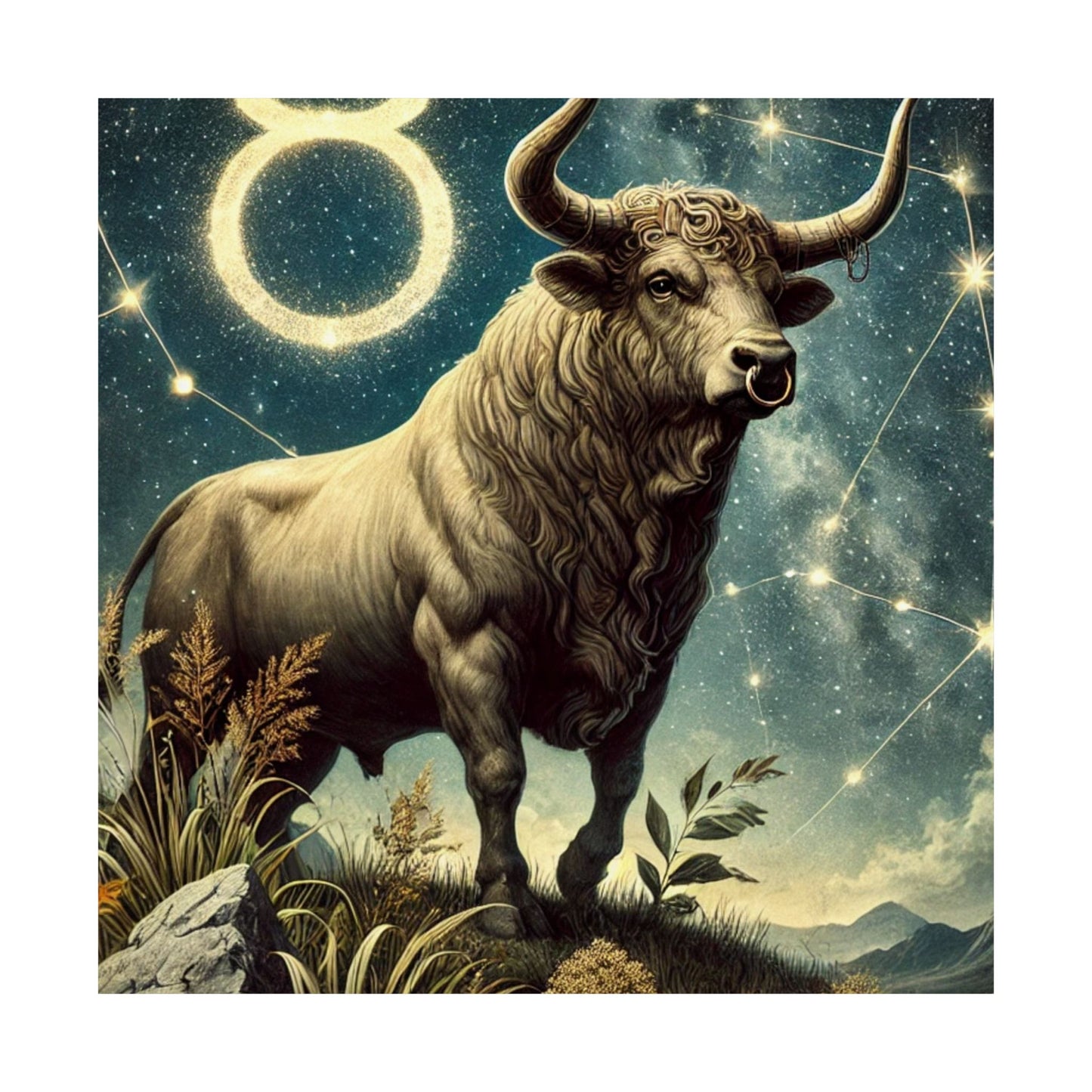 Taurus Bull Constellation Celestial Wall Art Poster