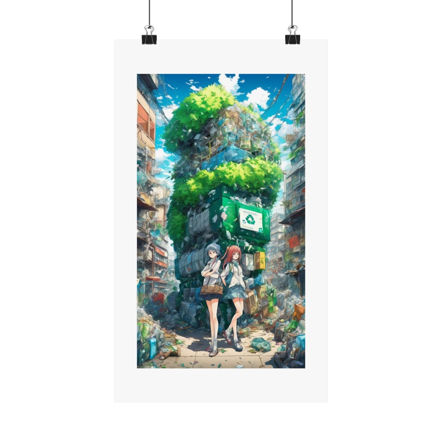 Urban Recycling Anime Friends Green City Wall Poster