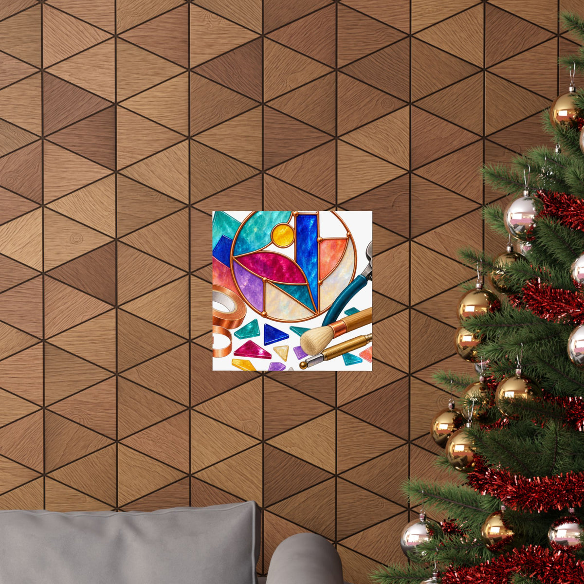 Abstract Stained Glass Suncatcher Workshop Poster