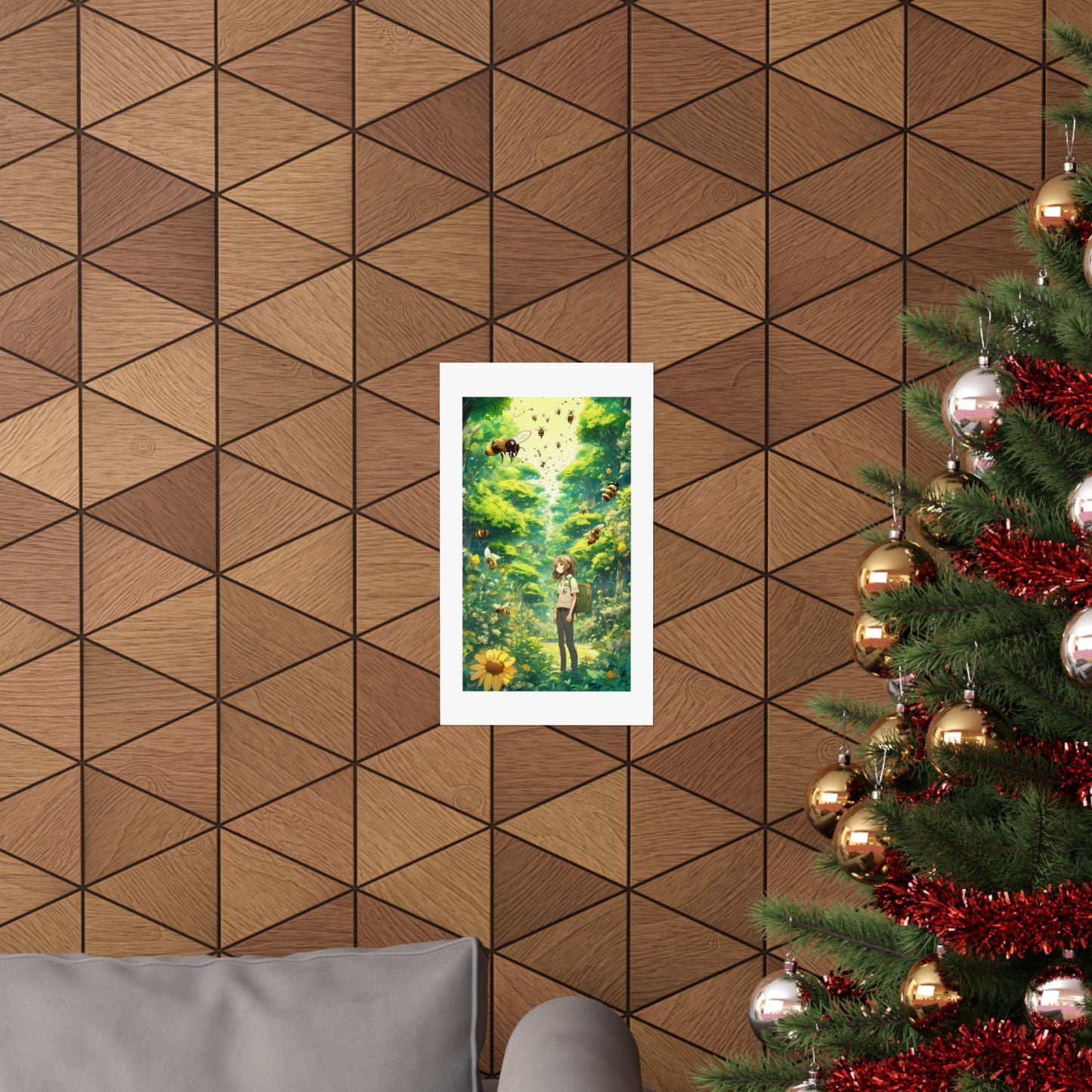 Bee Garden Explorer Anime Nature Art Poster
