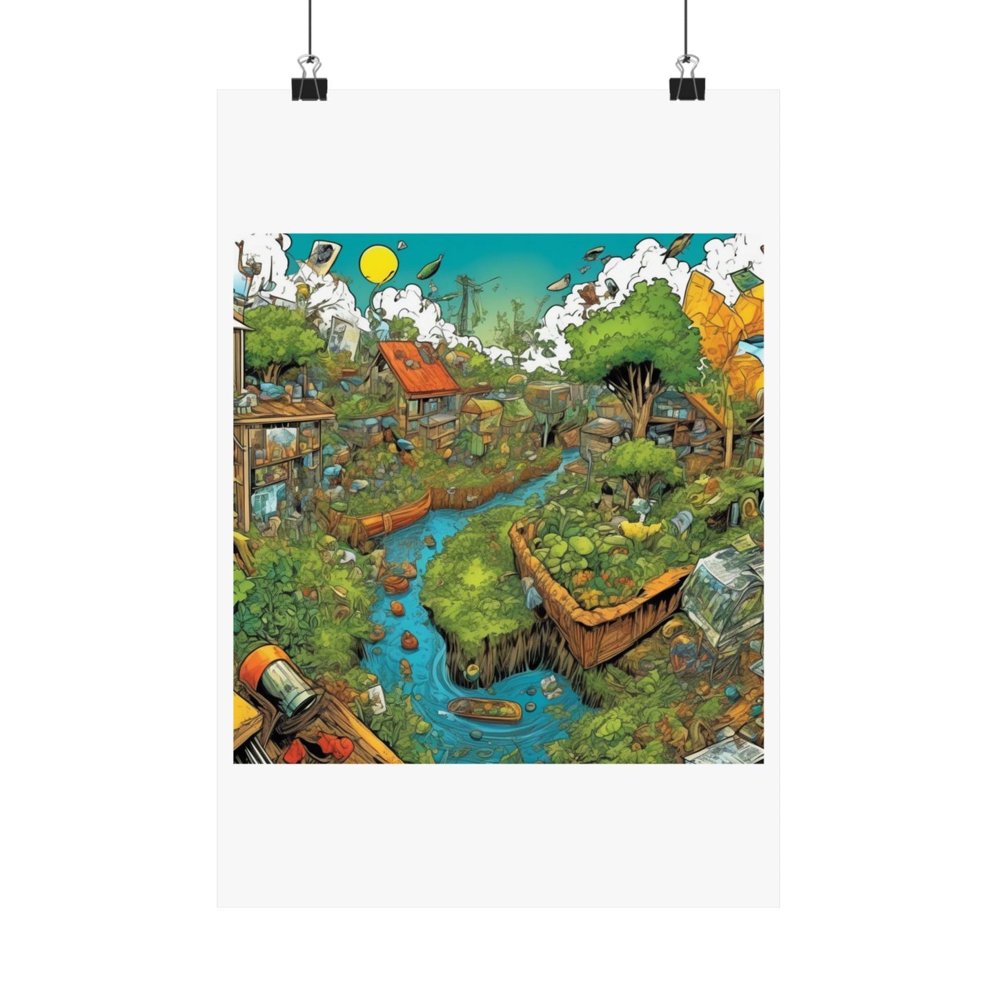 Whimsical Garden Stream Nature Gift Art Poster