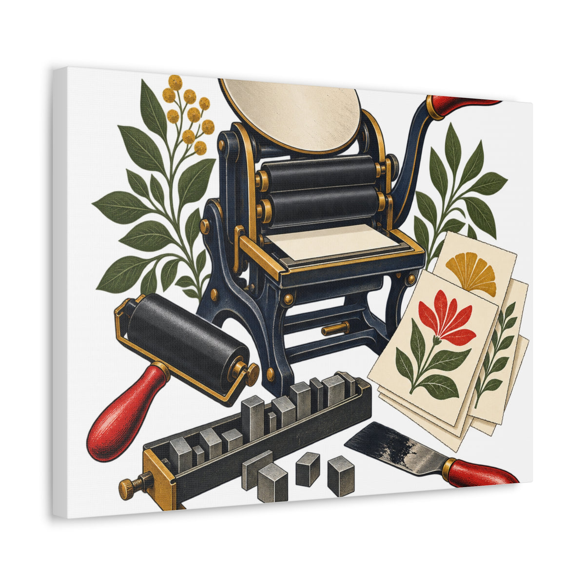 Botanical Letterpress Printshop Canvas