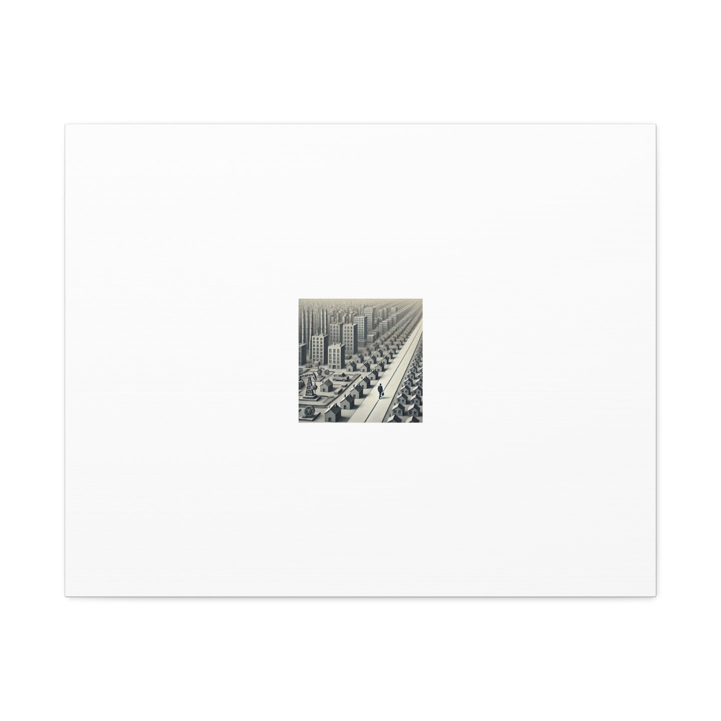 Monochrome Urban Factory Cityscape Canvas Industrial Wall Art Gift