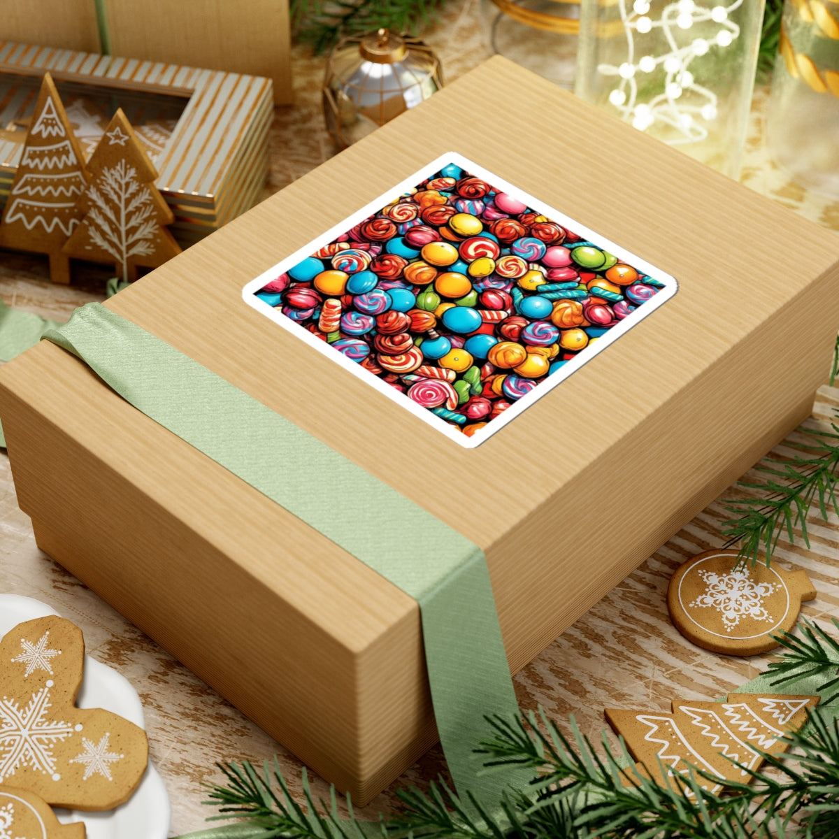 Colorful Candy Pattern Sweets Gift Art Sticker