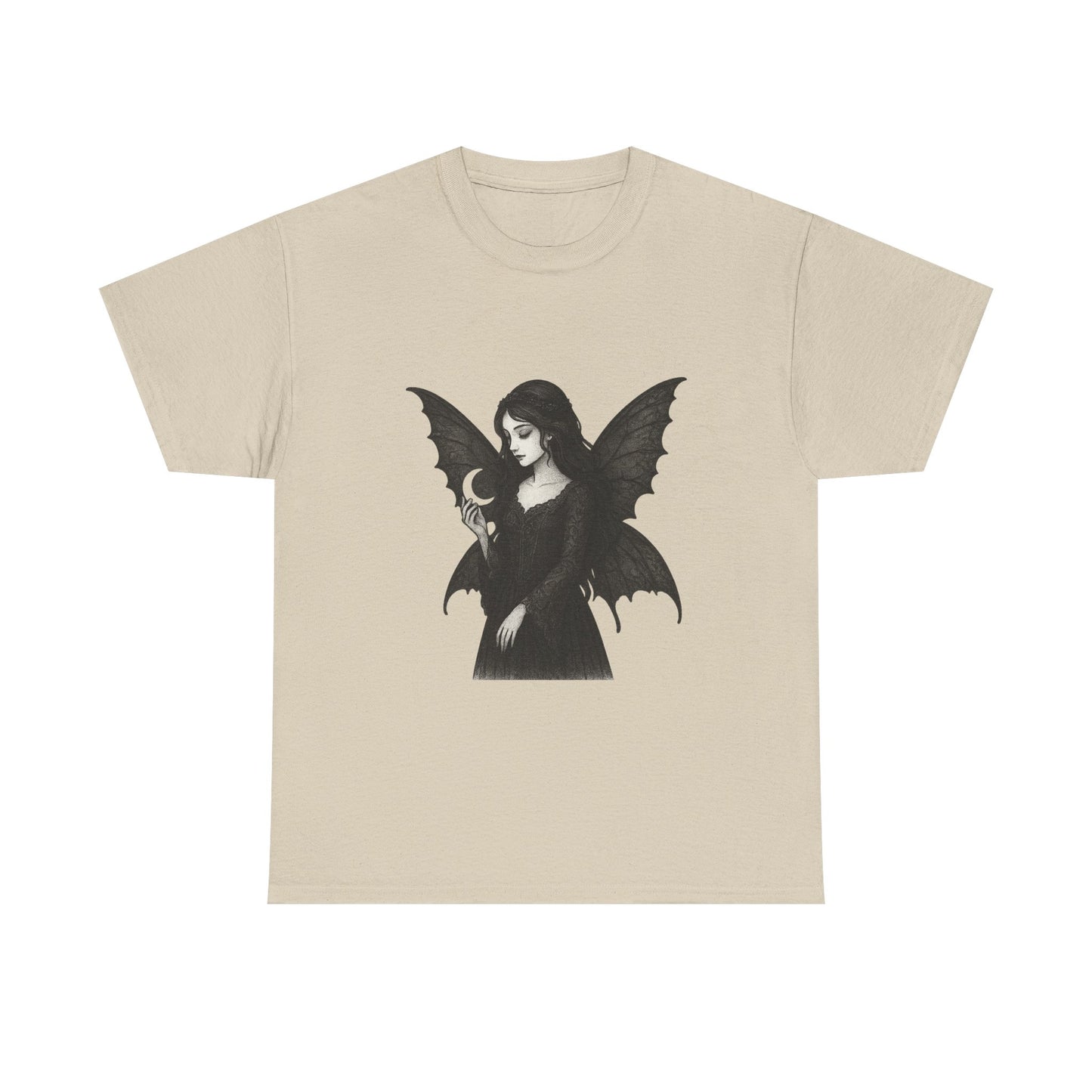 Gothic Fairy Tee, Unisex Cotton T-Shirt with Bat Wings, Forest Aesthetic Shirt, Perfect for Halloween, Casual Wear, Emo Witch