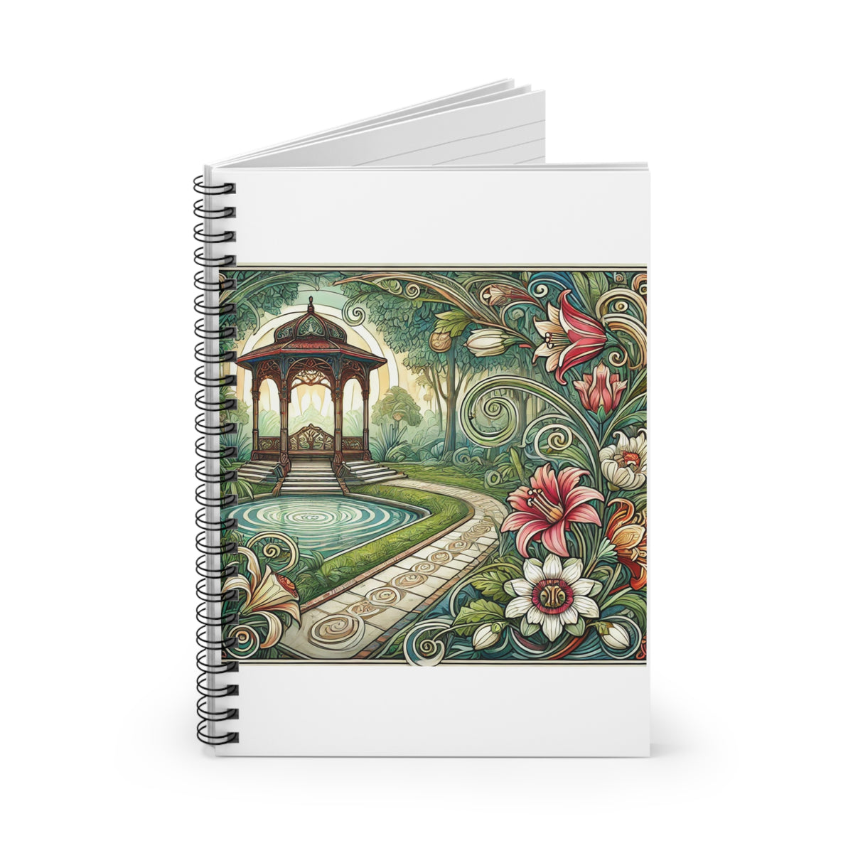 Botanical Gazebo Garden Art Nouveau Spiral Notebook
