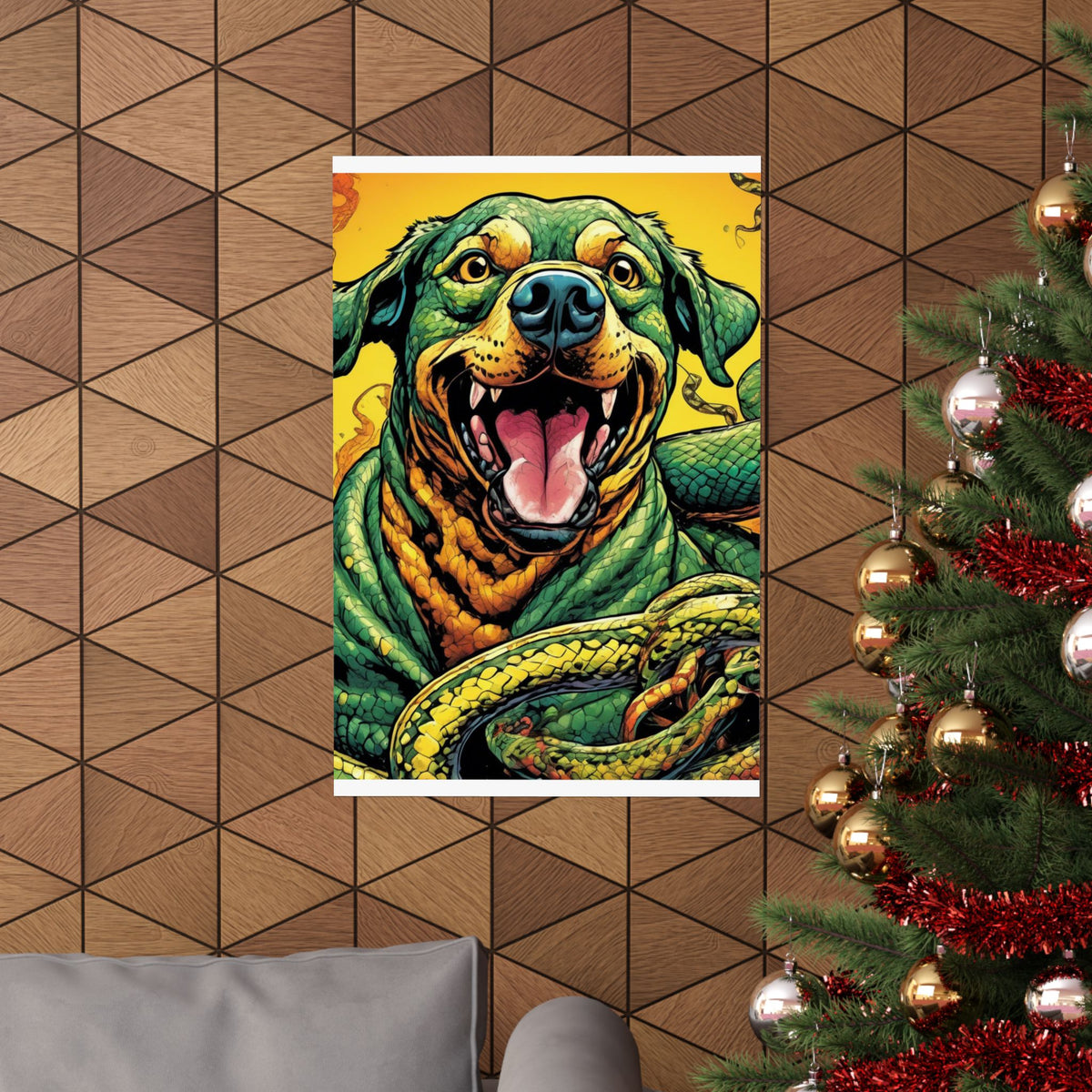Surreal Serpent Hound Dark Fantasy Wall Art Poster