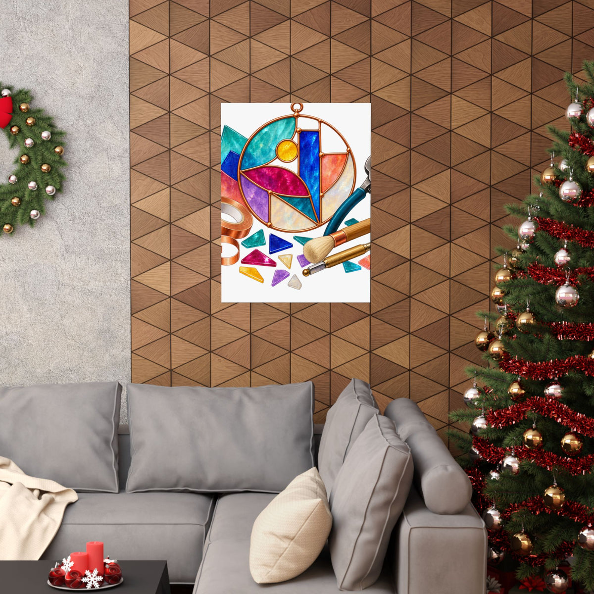 Abstract Stained Glass Suncatcher Workshop Poster