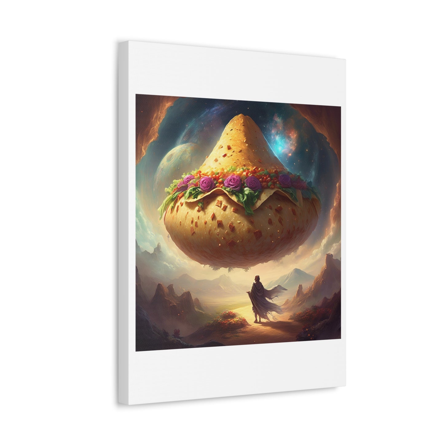 Cosmic Taco Planetoid Surreal Food Fantasy Art Canvas