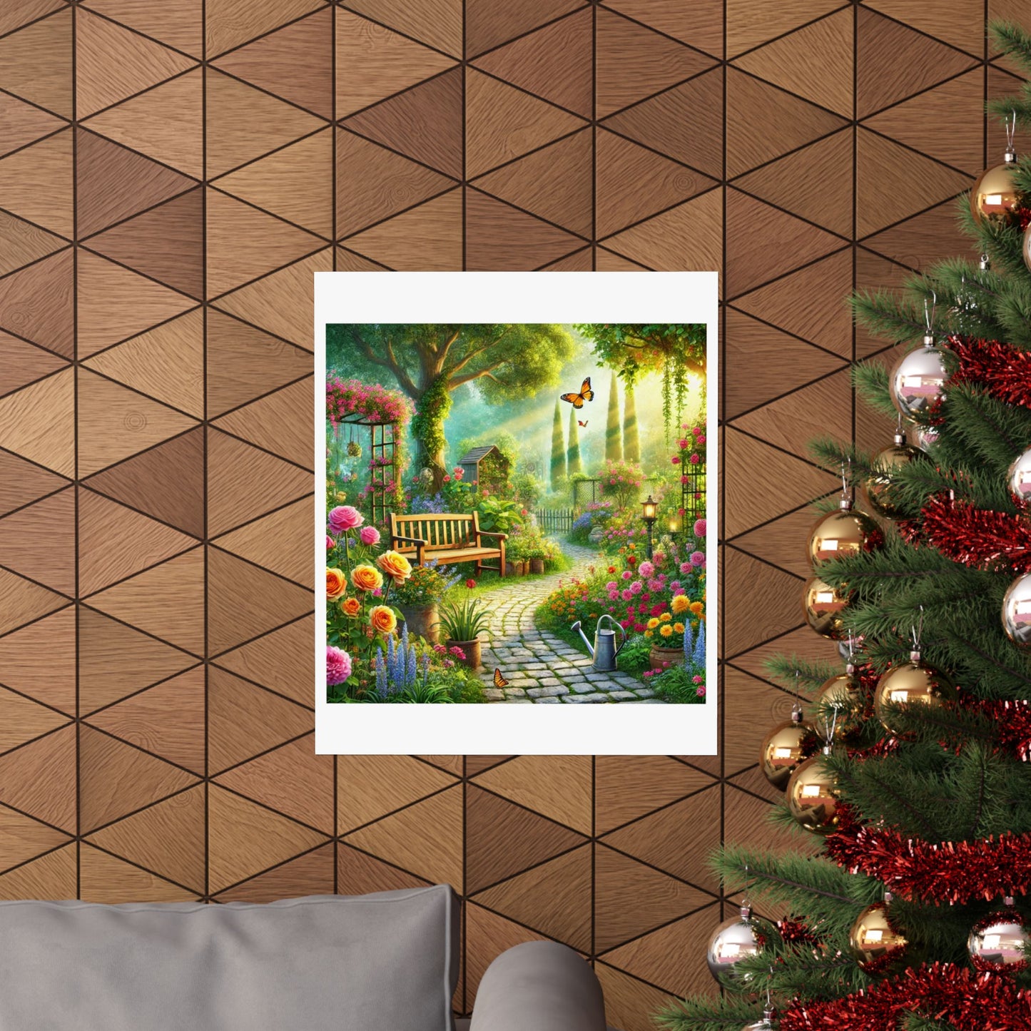 Sunlit Spring Flower Garden Bench Poster