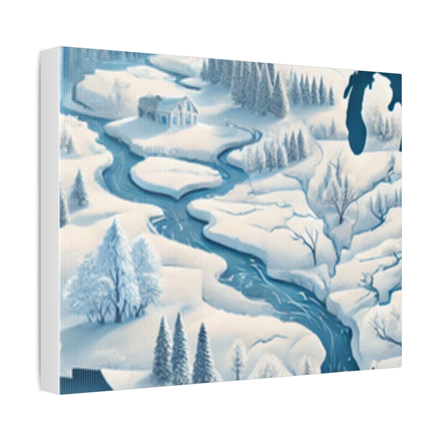 Winter USA Dreamscape Snowy Map Canvas Wall Art Travel Gift