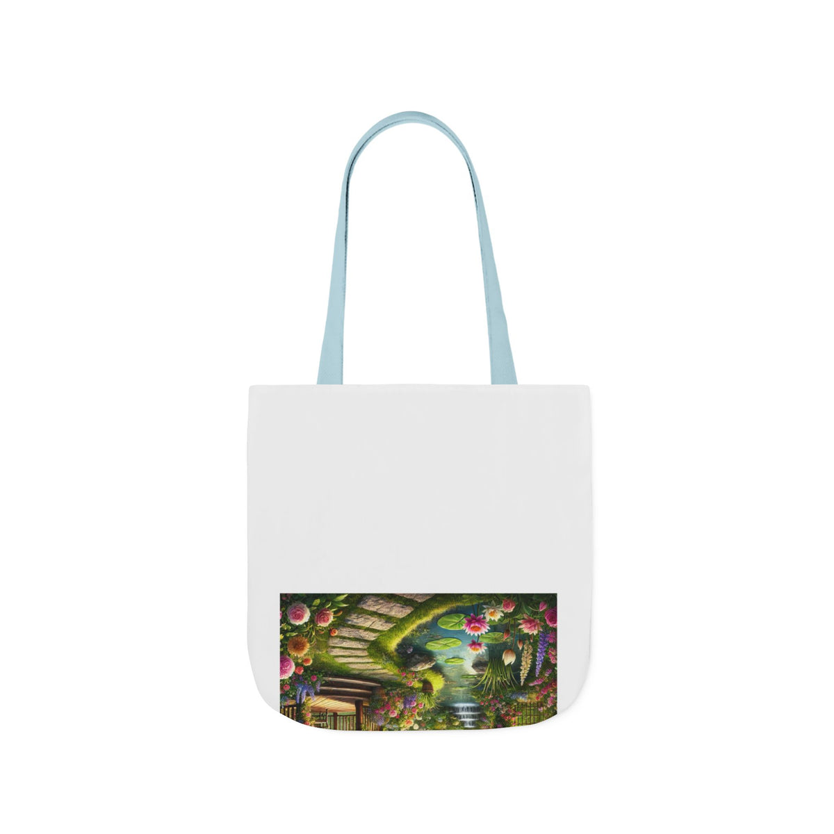Sunlit Rose Gazebo Cottage Garden Canvas Tote Bag