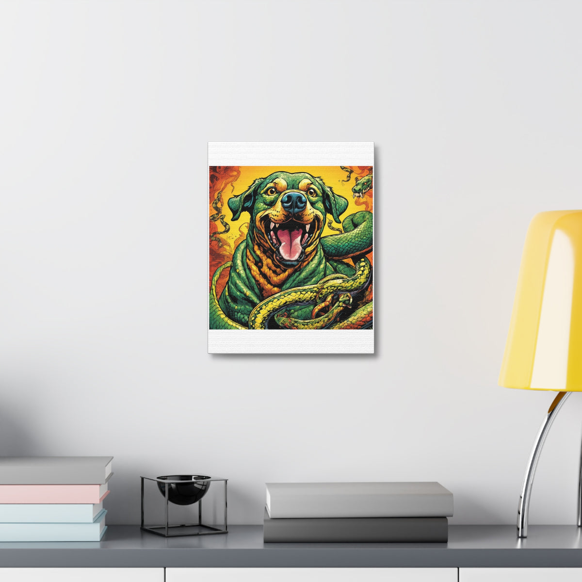 Surreal Serpent Hound Dark Fantasy Canvas Wall Art