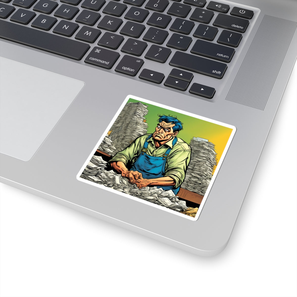 Paperwork Chaos Desk Worker Funny Office Art Sticker