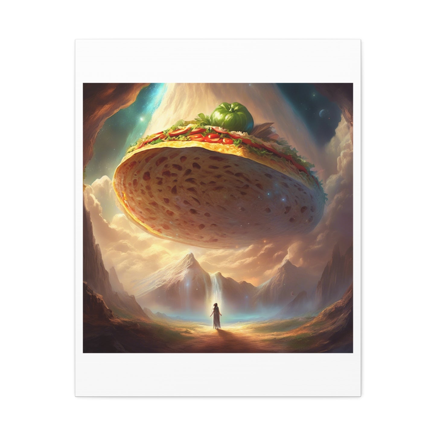 Cosmic Taco UFO Surreal Food Fantasy Art Canvas