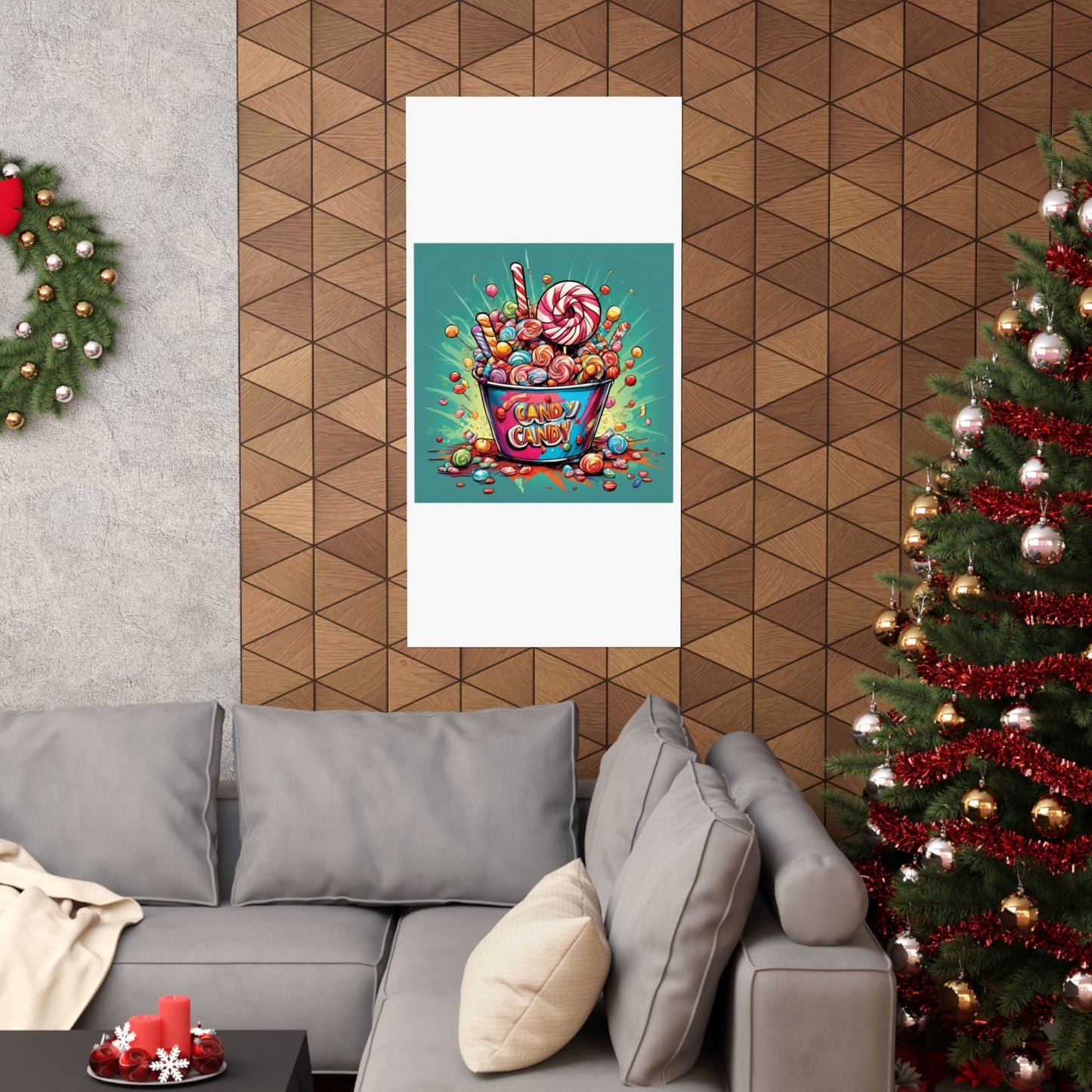 Holiday Candy Bucket Sweets Gift Art Poster