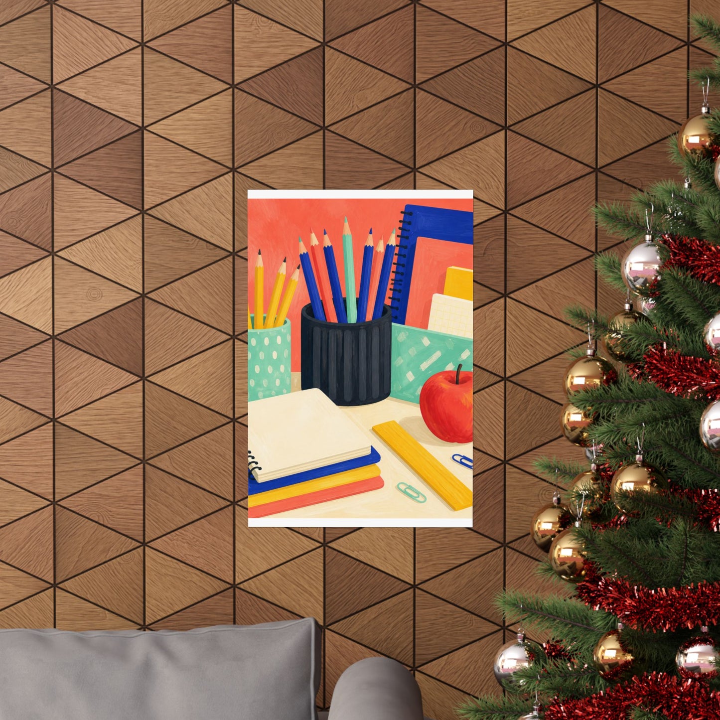 Colorful Teacher Desk Supplies Art Poster