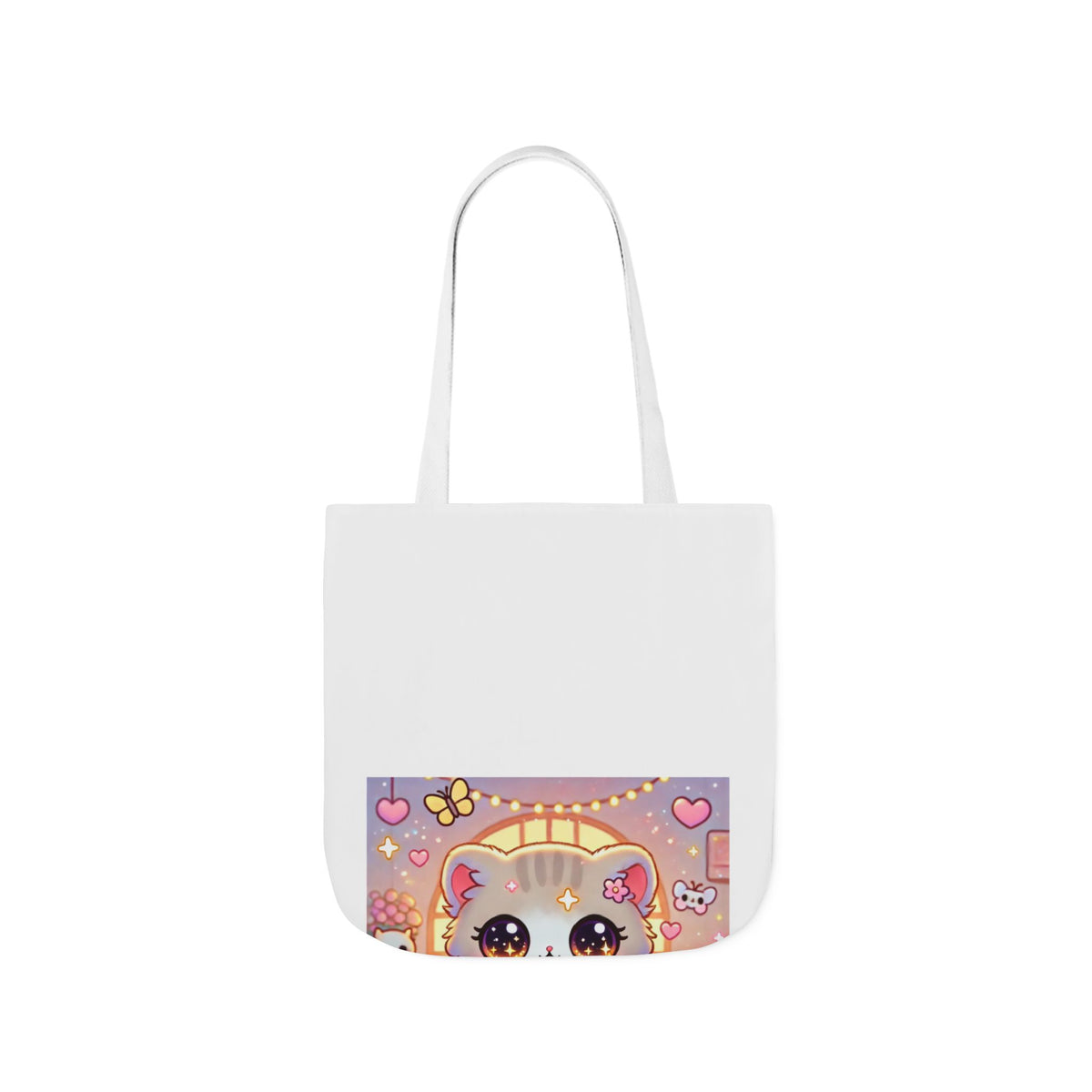 Cozy Kawaii Knitting Cat Pastel Yarn Canvas Tote Bag