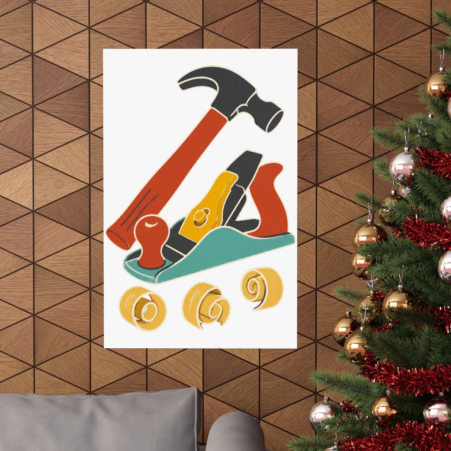 Carpenter Hammer Hand Plane Woodworking Art Poster