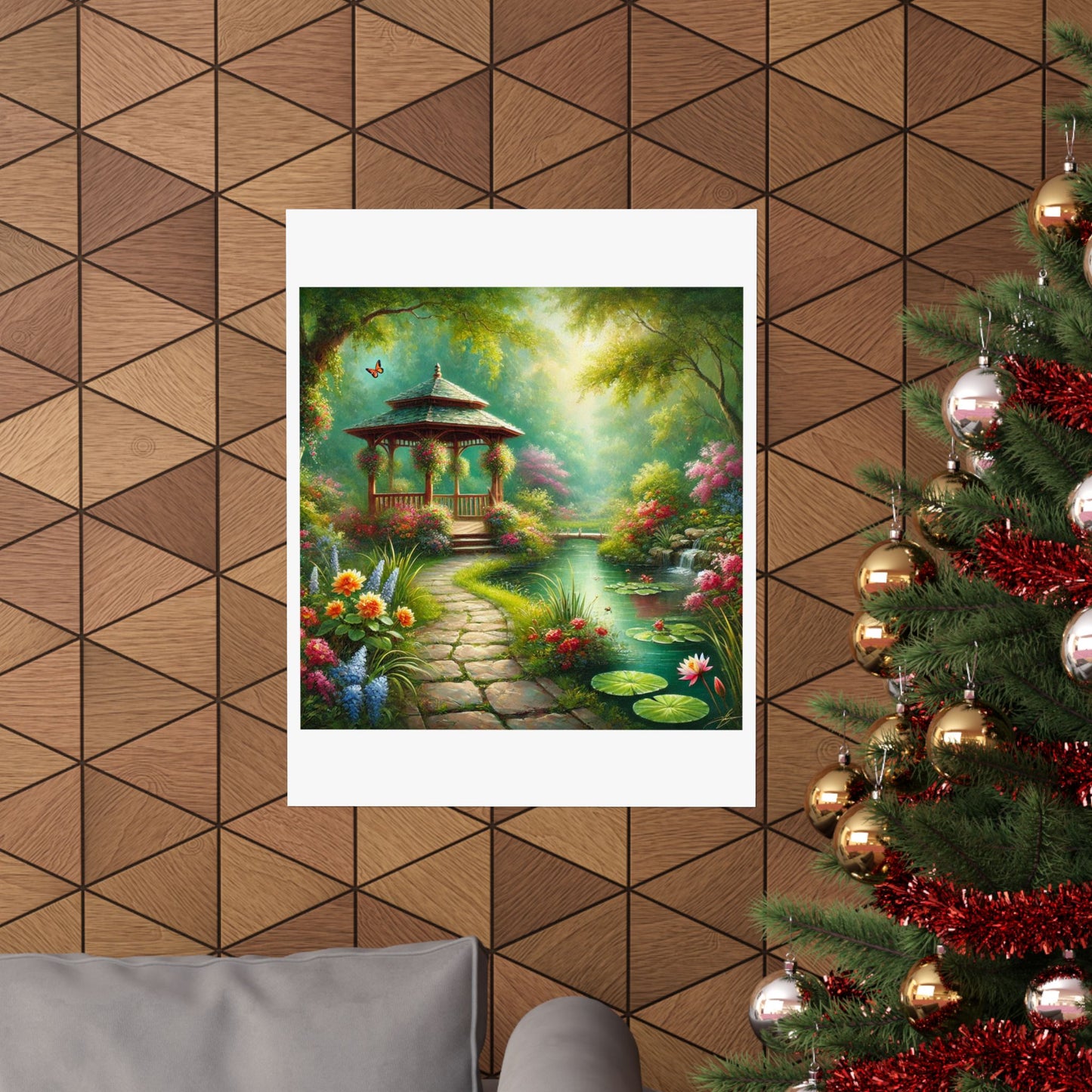 Spring Garden Gazebo Floral Landscape Poster