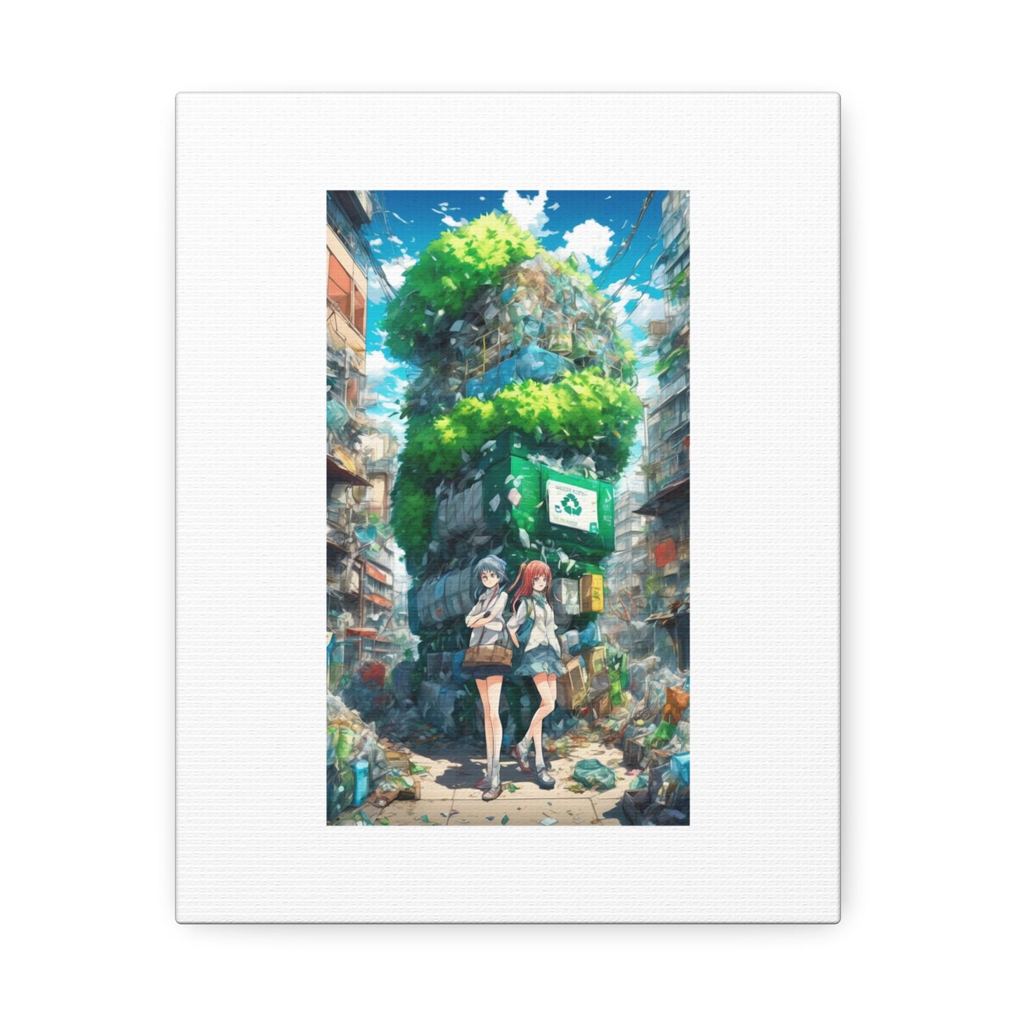 Urban Recycling Anime Friends Eco City Canvas Print