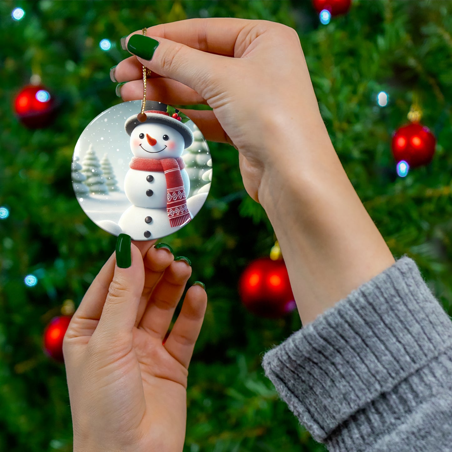 Snowman Ornament Christmas Decoration – Festive Holiday Figurine with Scarf & Hat, Perfect for Tree, Gift, or Winter Décor