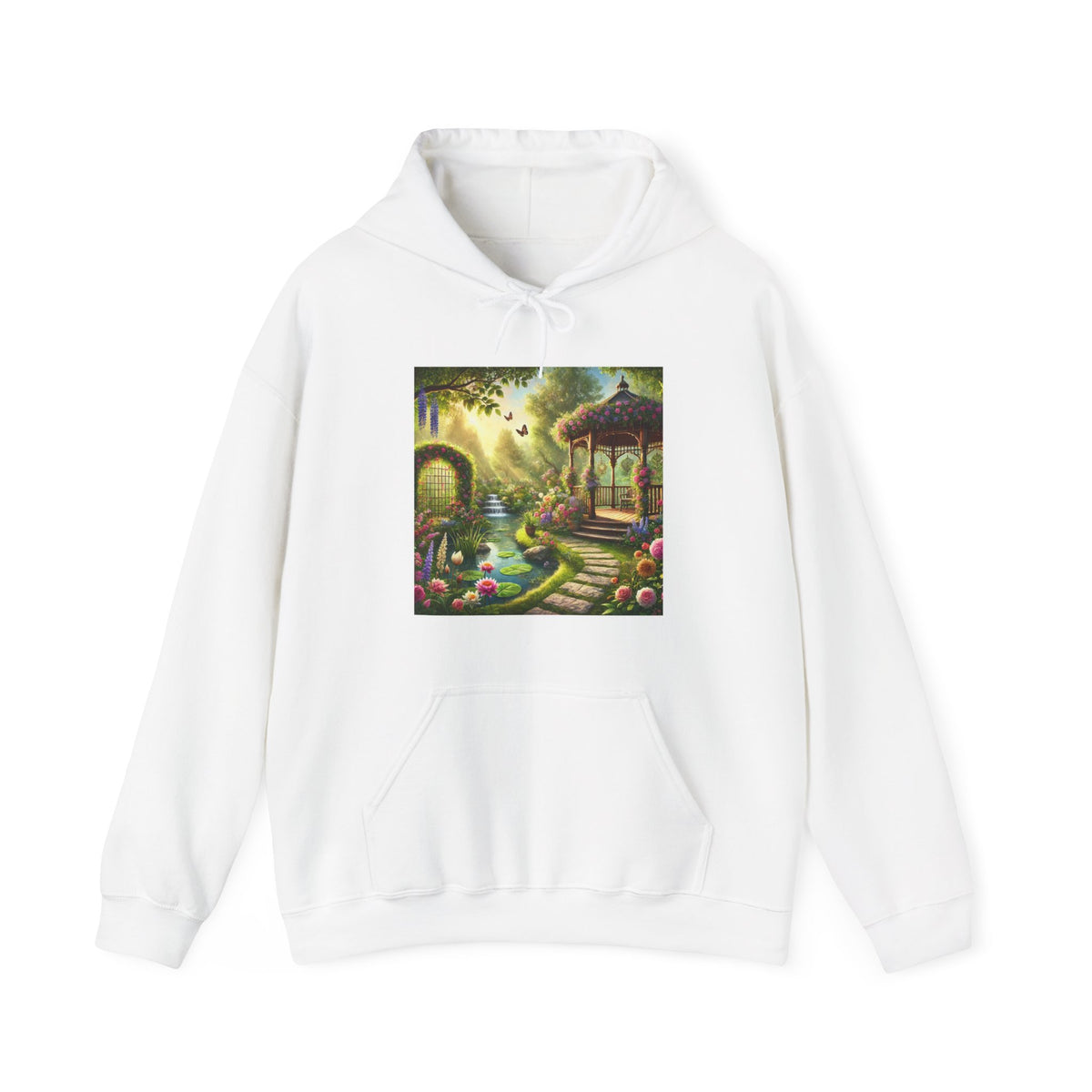 Sunlit Rose Gazebo Cottage Garden Hoodie
